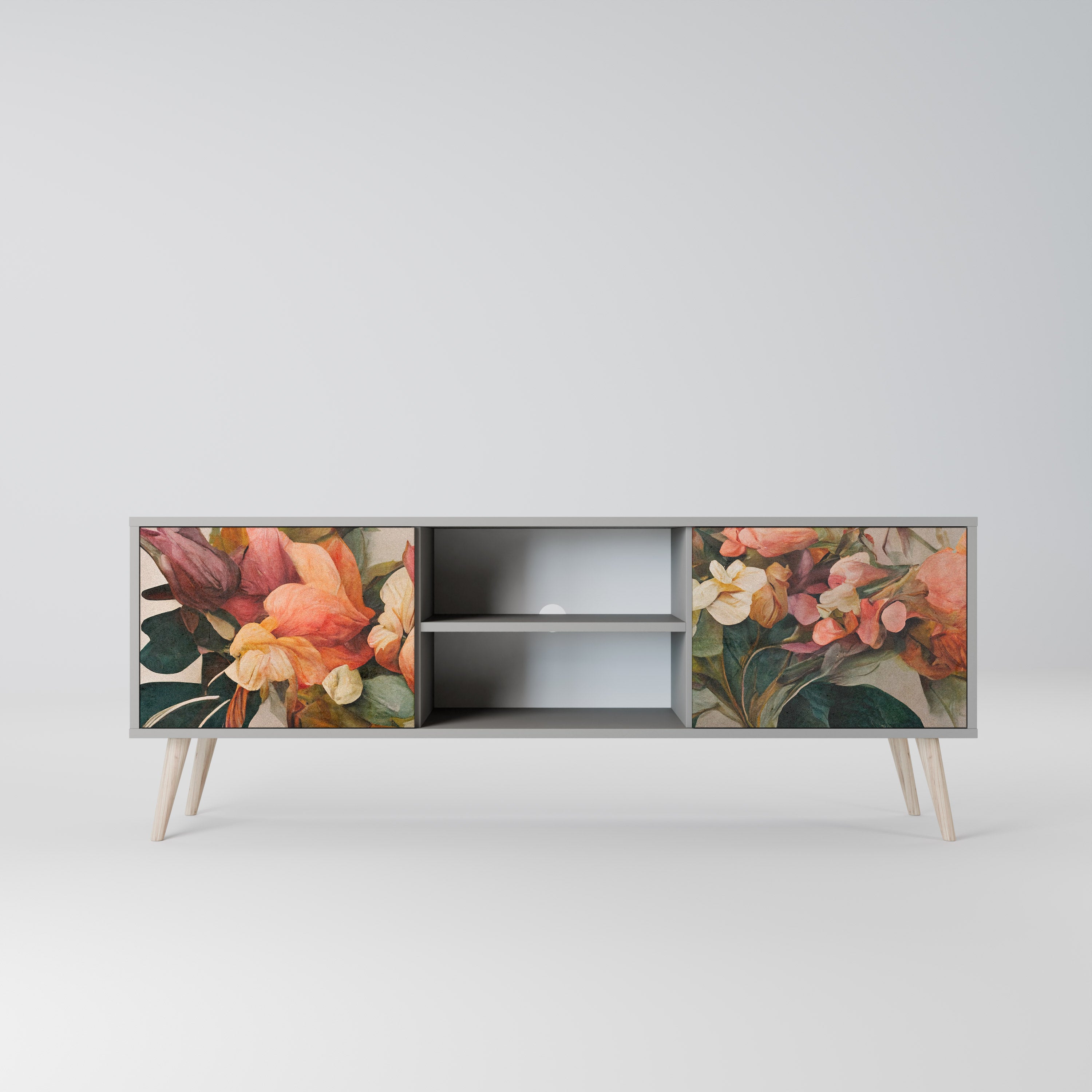 STYLISH BEAUTY 2-Door TV Stand in Grey Finish