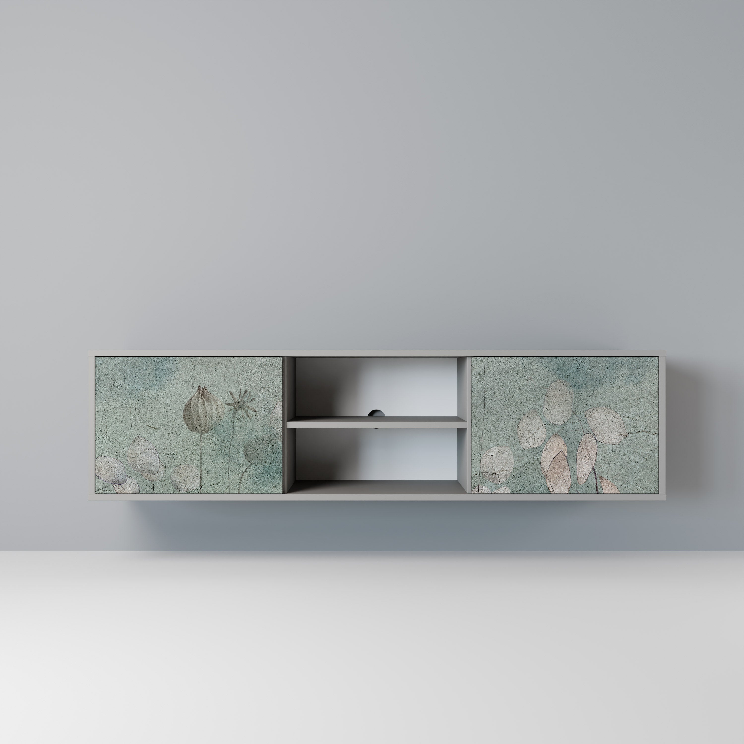 NIGHT LADY 2-Door TV Stand in Grey Finish