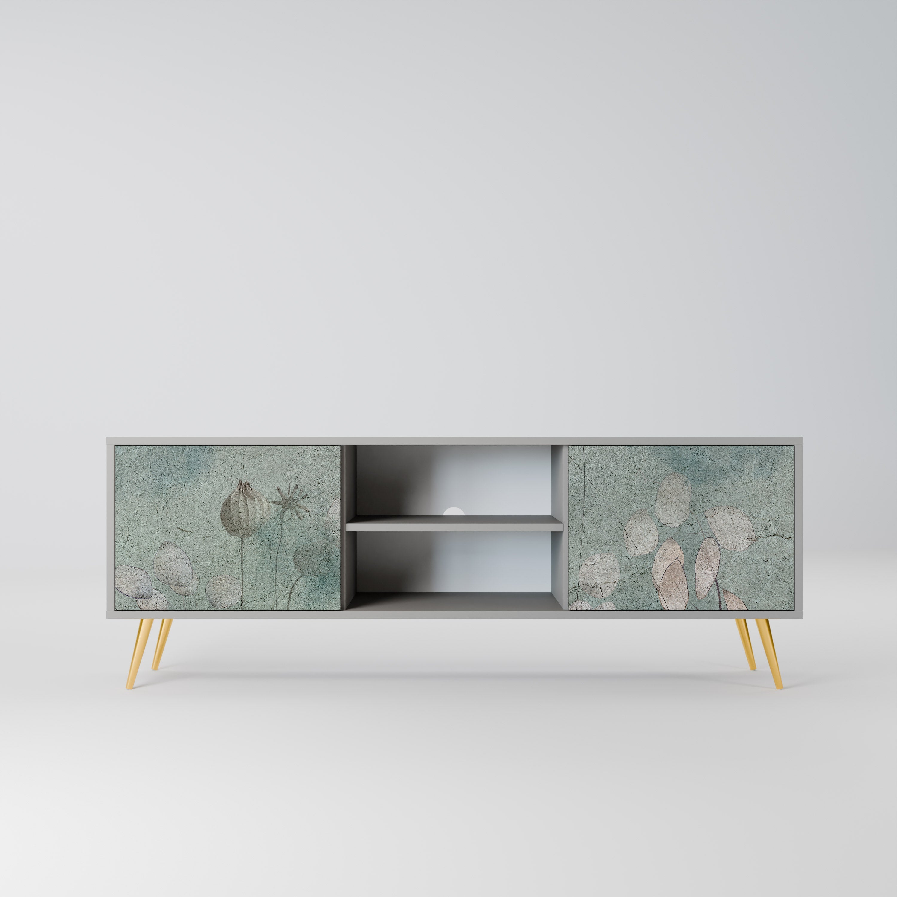 NIGHT LADY 2-Door TV Stand in Grey Finish