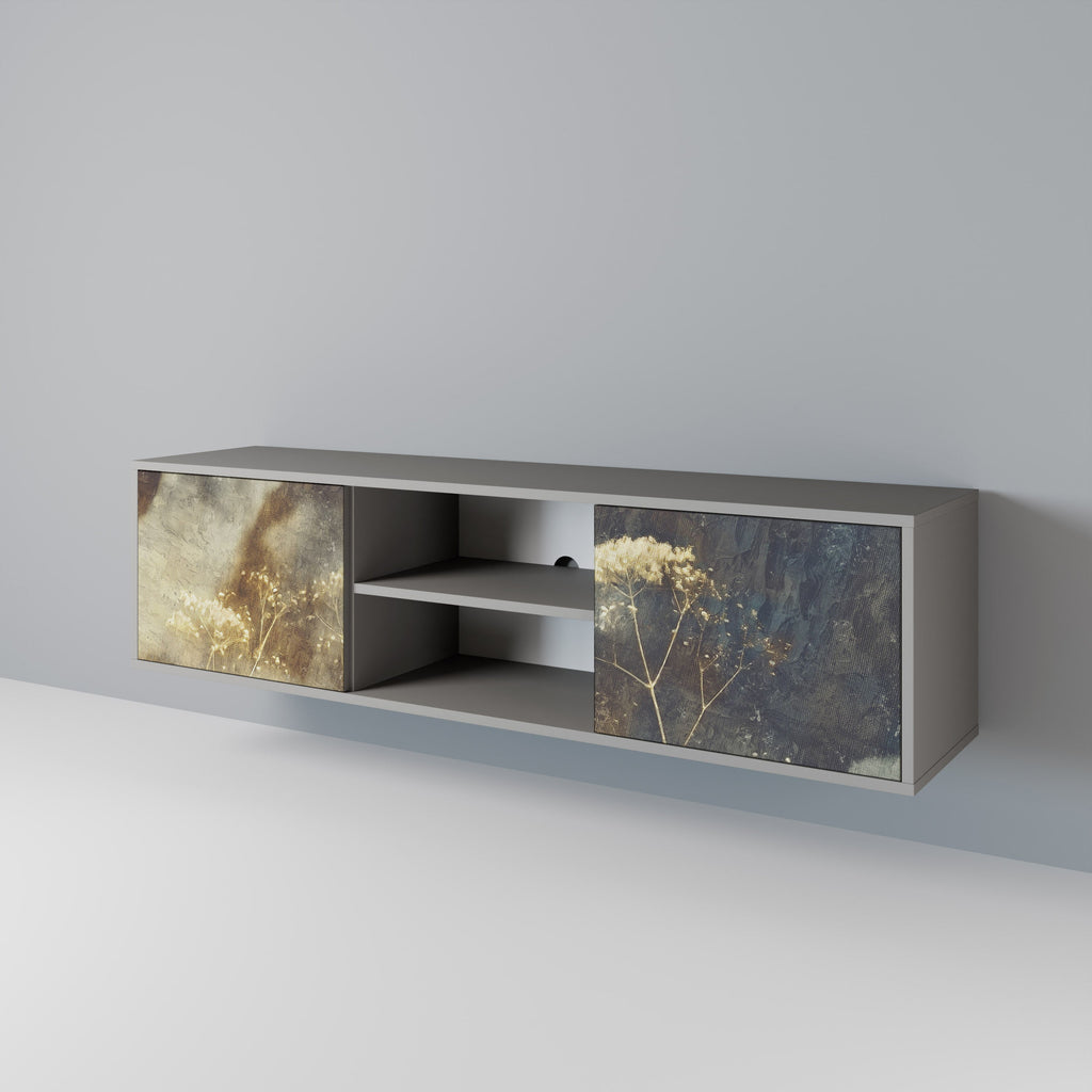 GENTLE POWER 2-Door TV Stand in Grey Finish