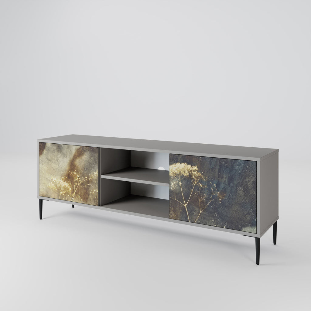 GENTLE POWER 2-Door TV Stand in Grey Finish