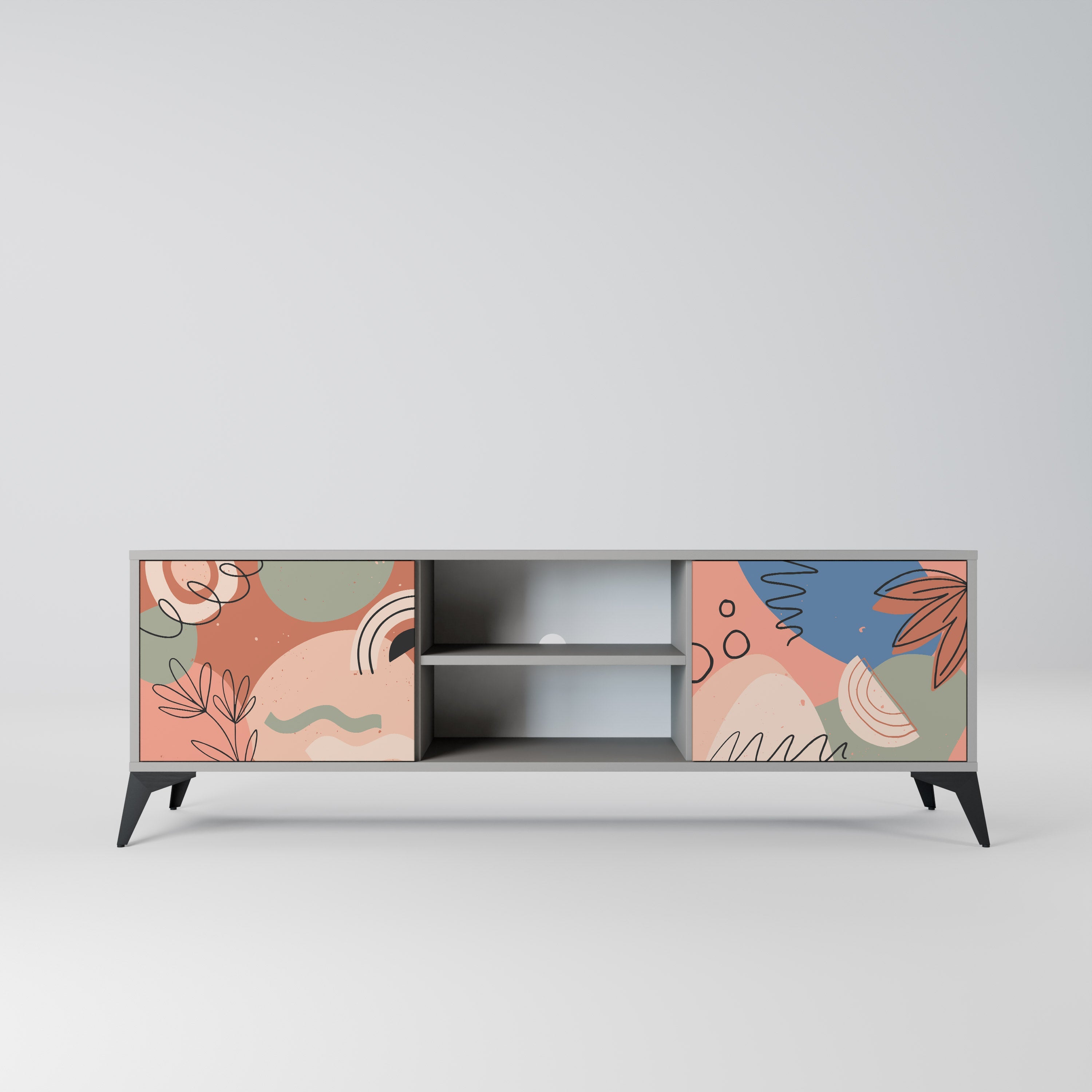 PASTEL DESTINY 2-Door TV Stand in Grey Finish