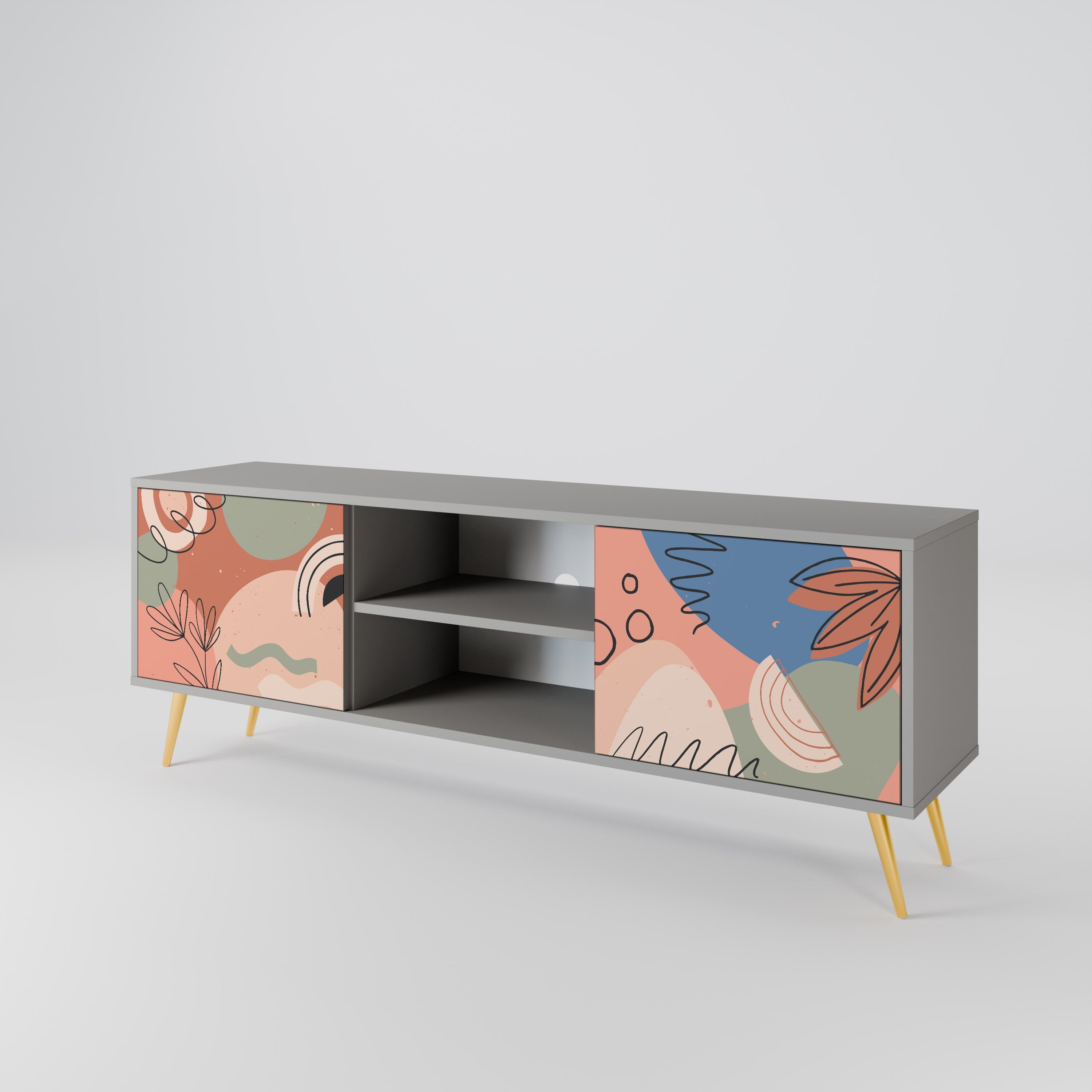 PASTEL DESTINY 2-Door TV Stand in Grey Finish