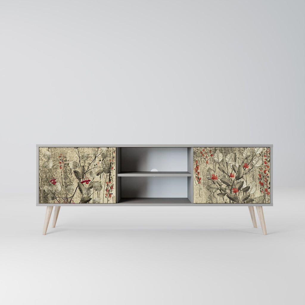 HERBAL GRACE 2-Door TV Stand in Grey Finish