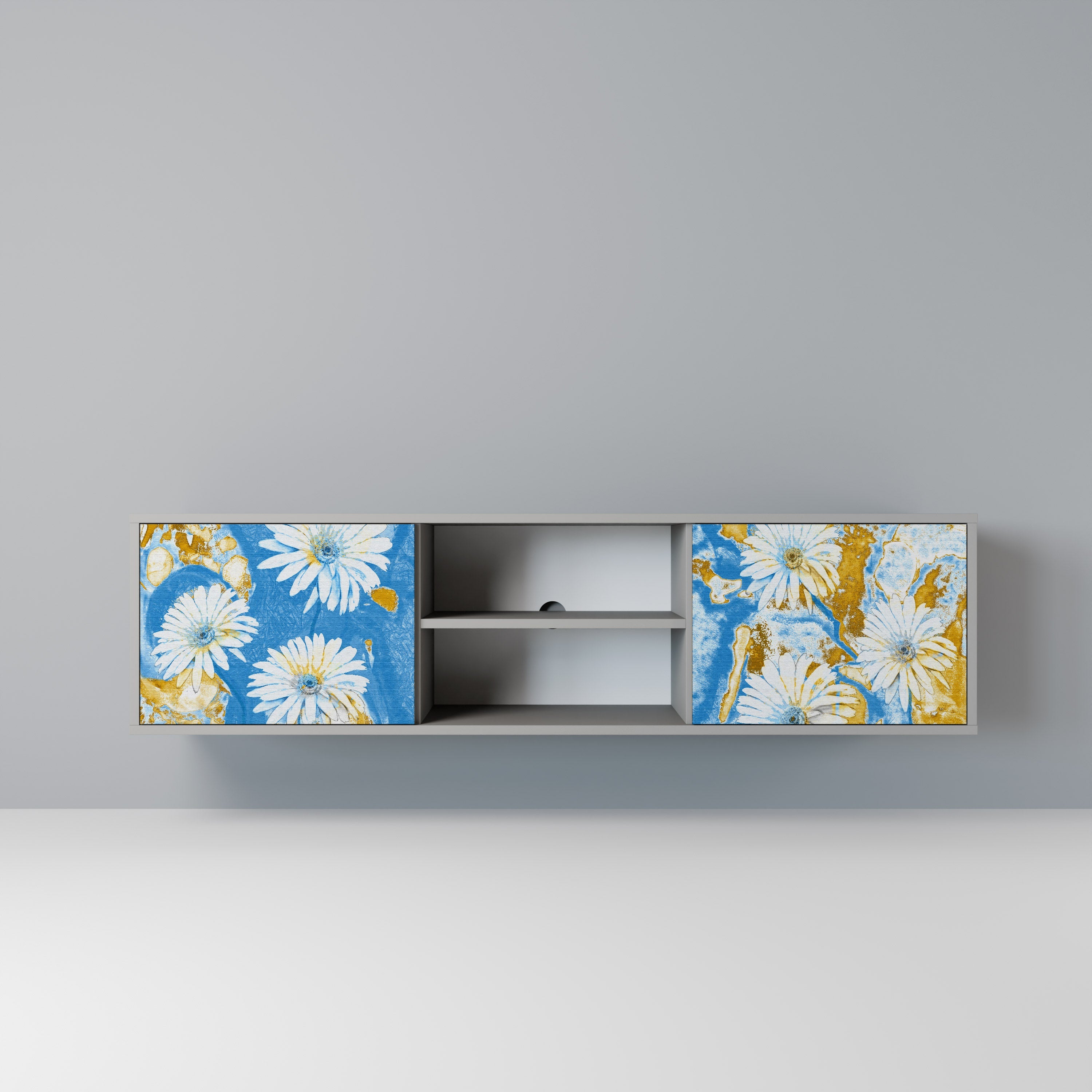 DAISY LUXE 2-Door TV Stand in Grey Finish