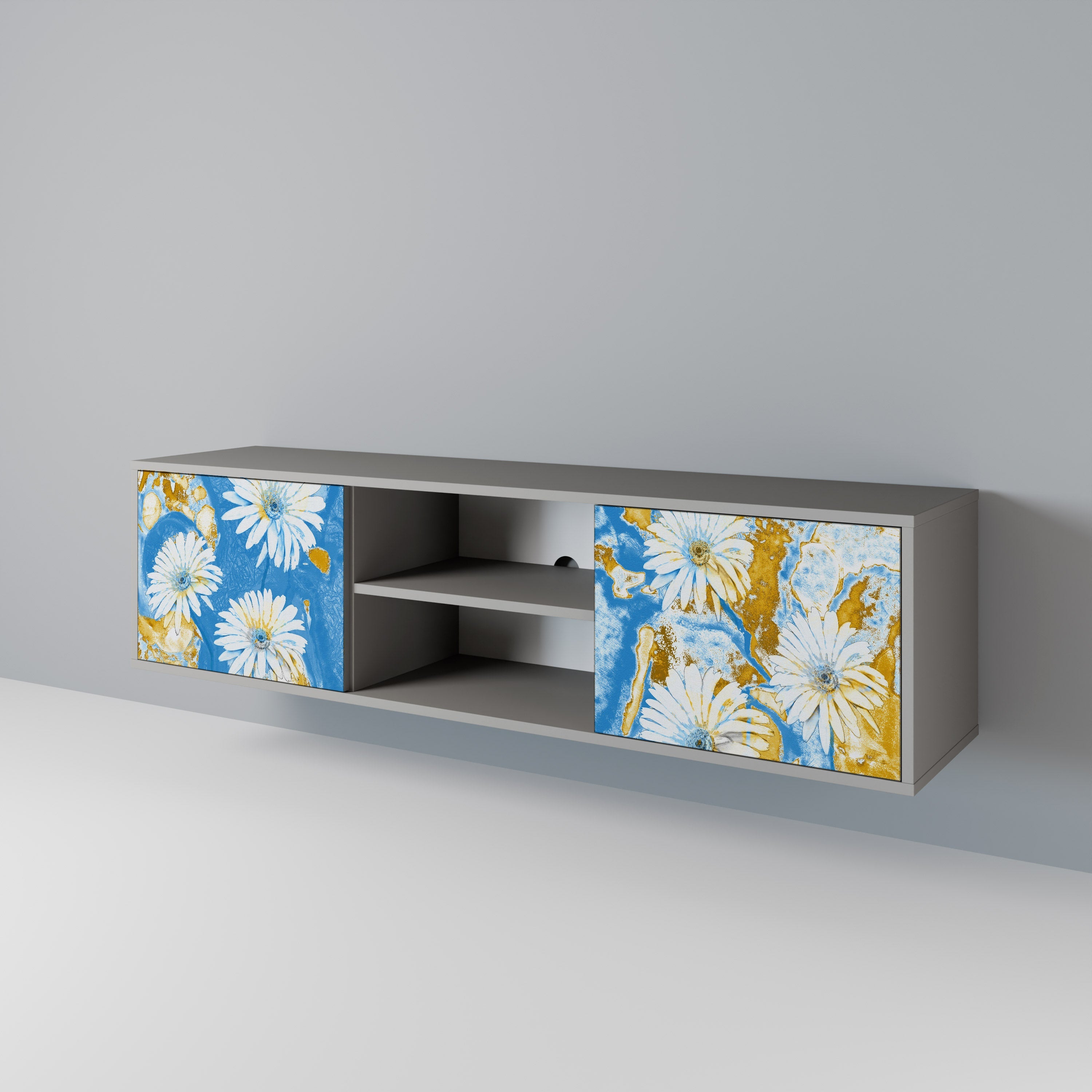 DAISY LUXE 2-Door TV Stand in Grey Finish