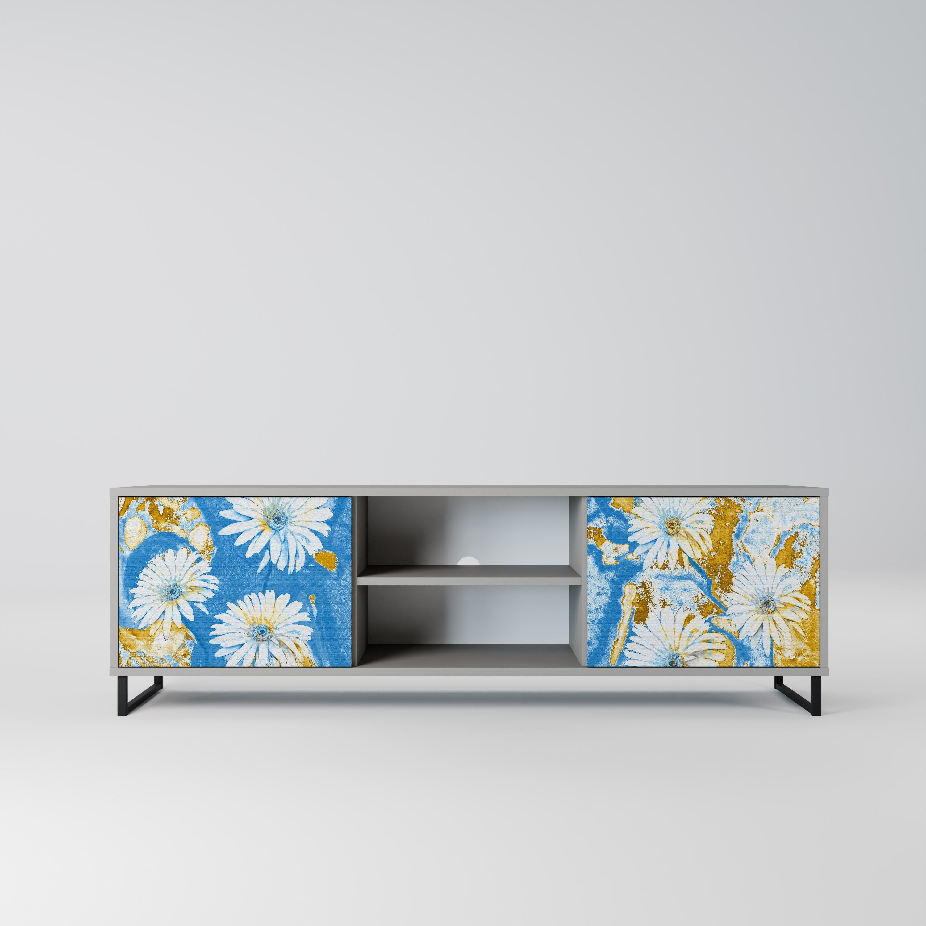 DAISY LUXE 2-Door TV Stand in Grey Finish