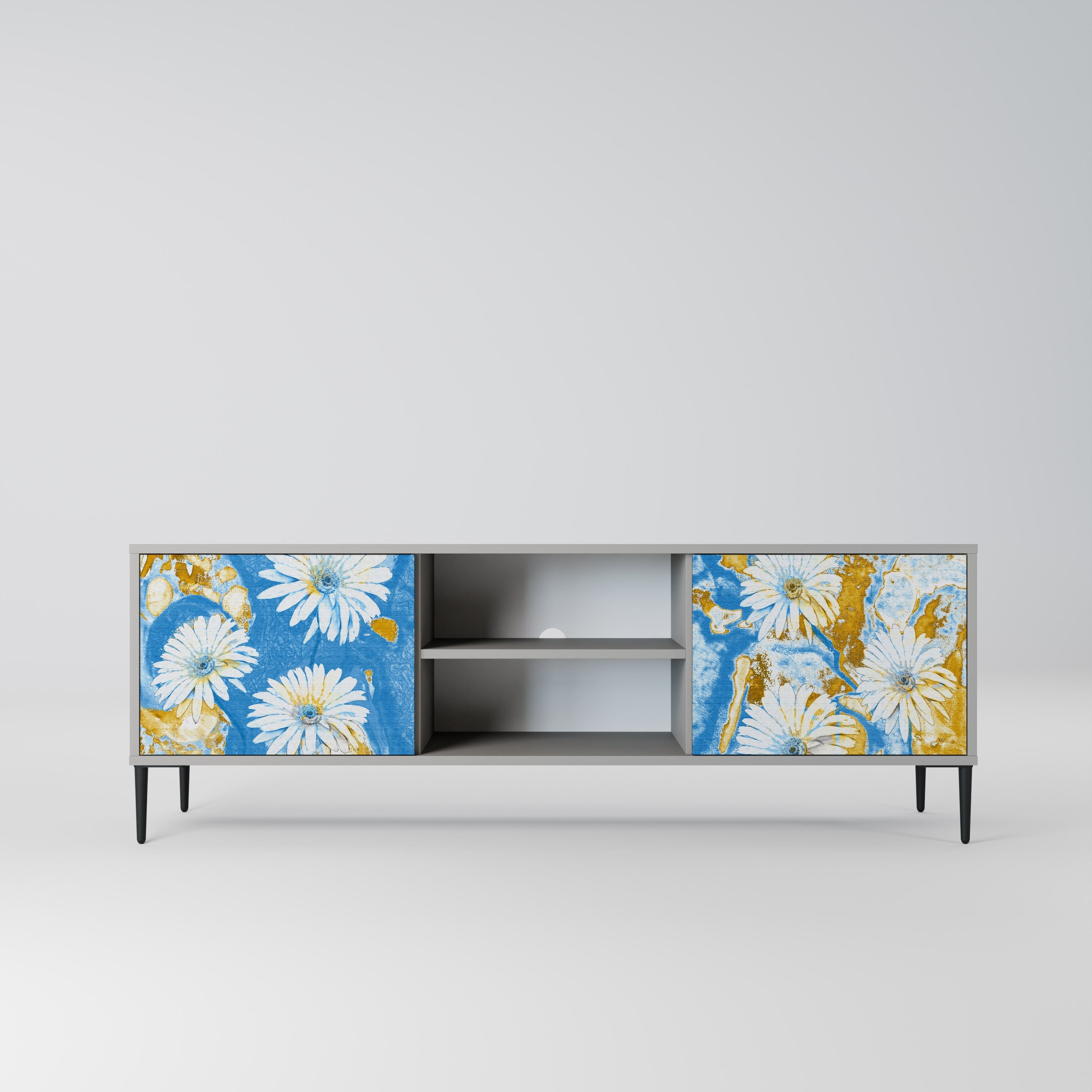 DAISY LUXE 2-Door TV Stand in Grey Finish