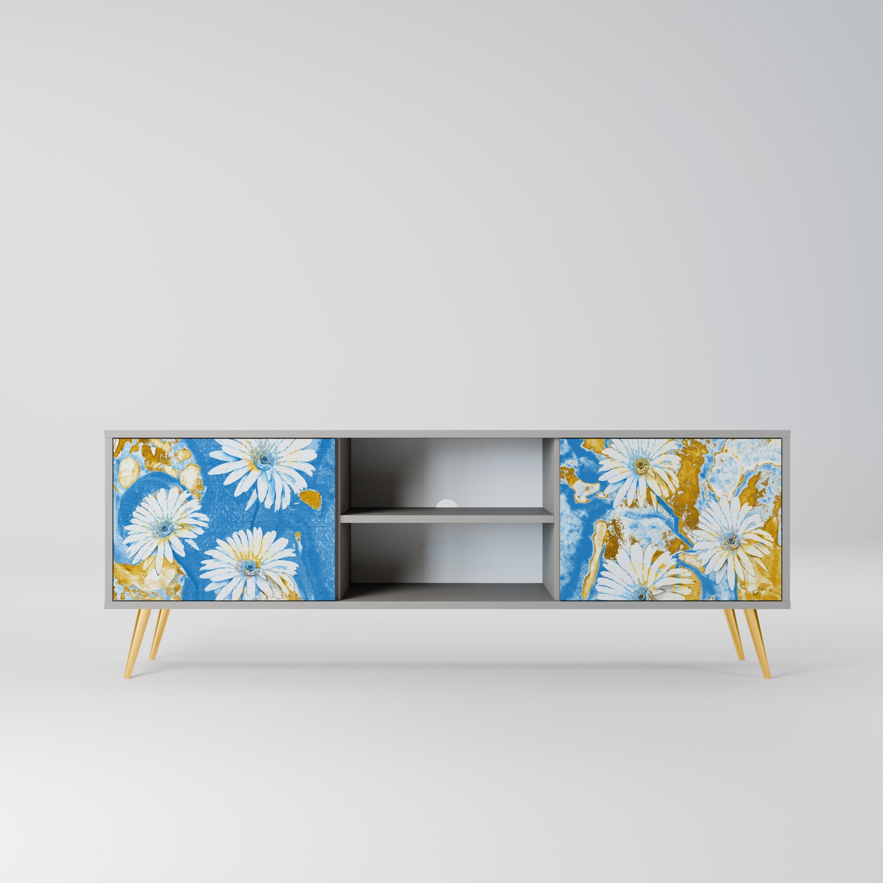 DAISY LUXE 2-Door TV Stand in Grey Finish