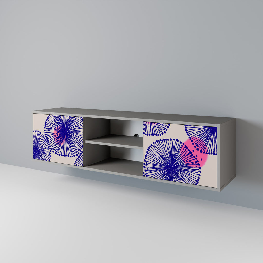 MAGIC NATURE 2-Door TV Stand in Grey Finish