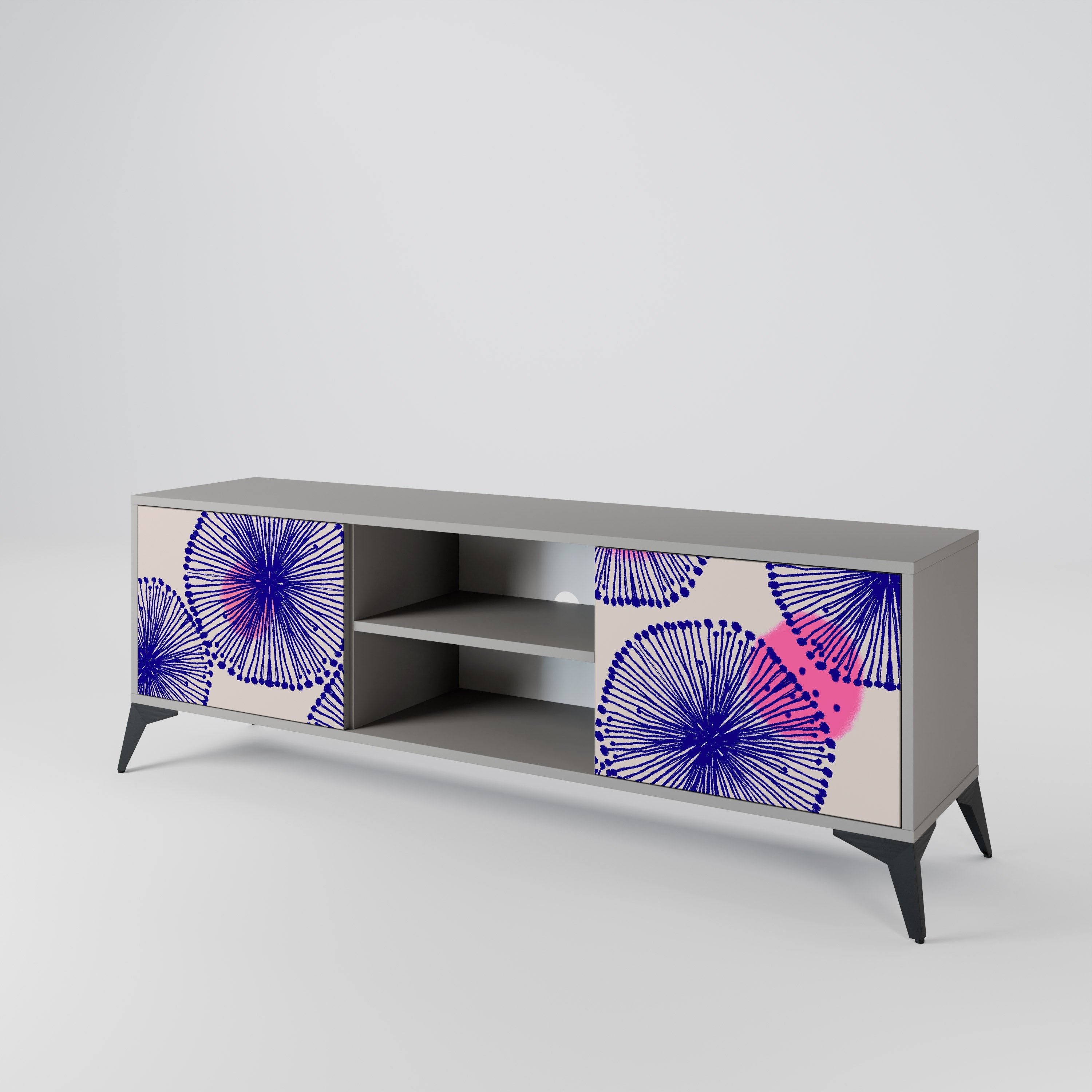 MAGIC NATURE 2-Door TV Stand in Grey Finish