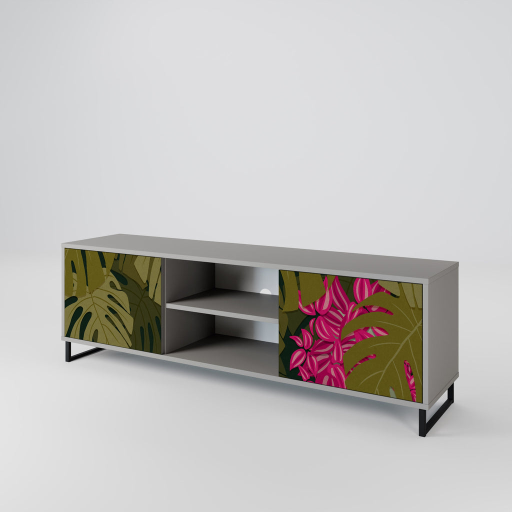 TROPICAL BEAUTY 2-Door TV Stand in Grey Finish