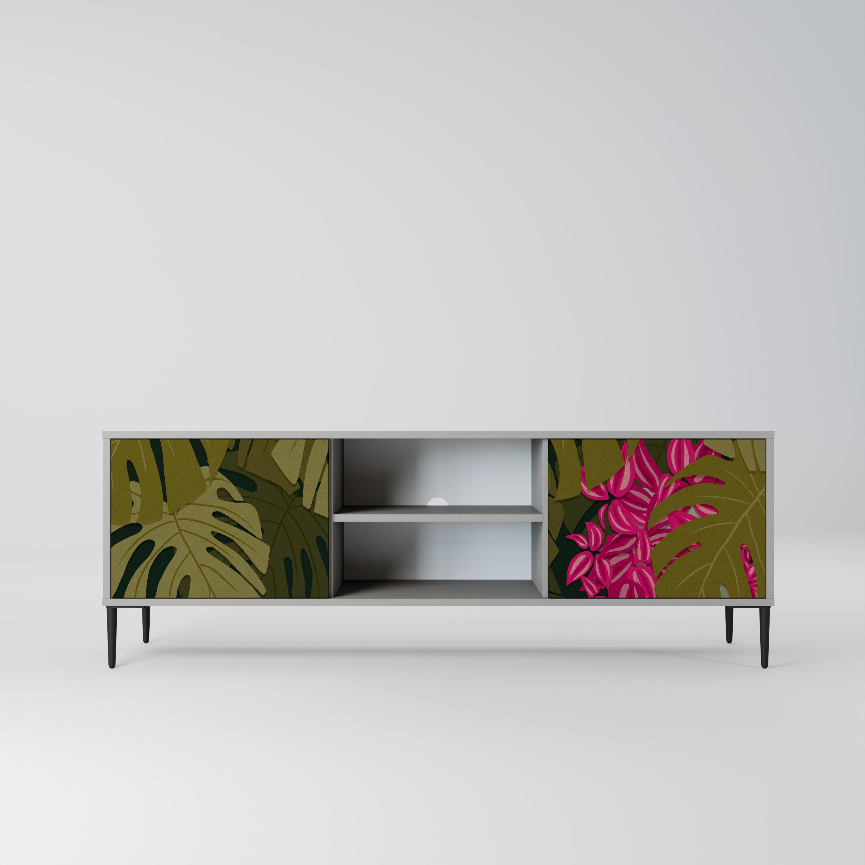 TROPICAL BEAUTY 2-Door TV Stand in Grey Finish