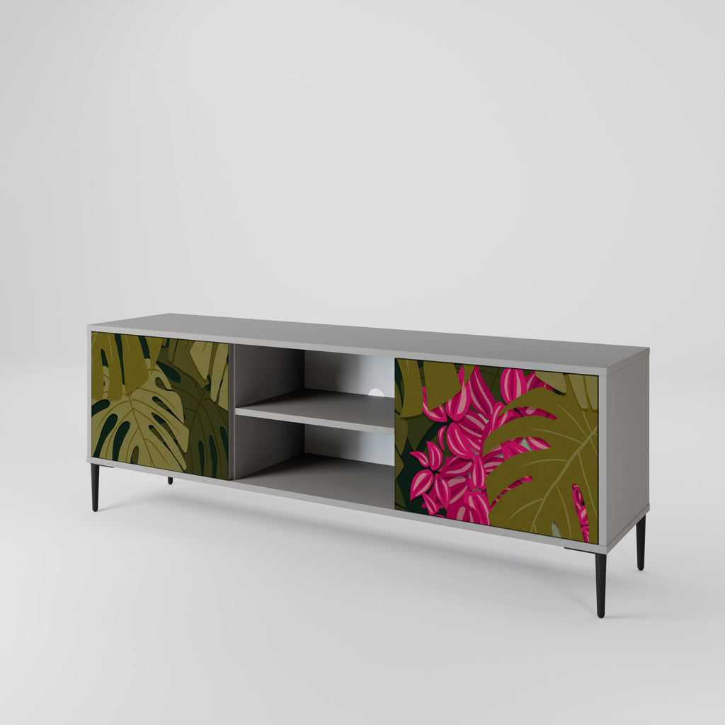 TROPICAL BEAUTY 2-Door TV Stand in Grey Finish