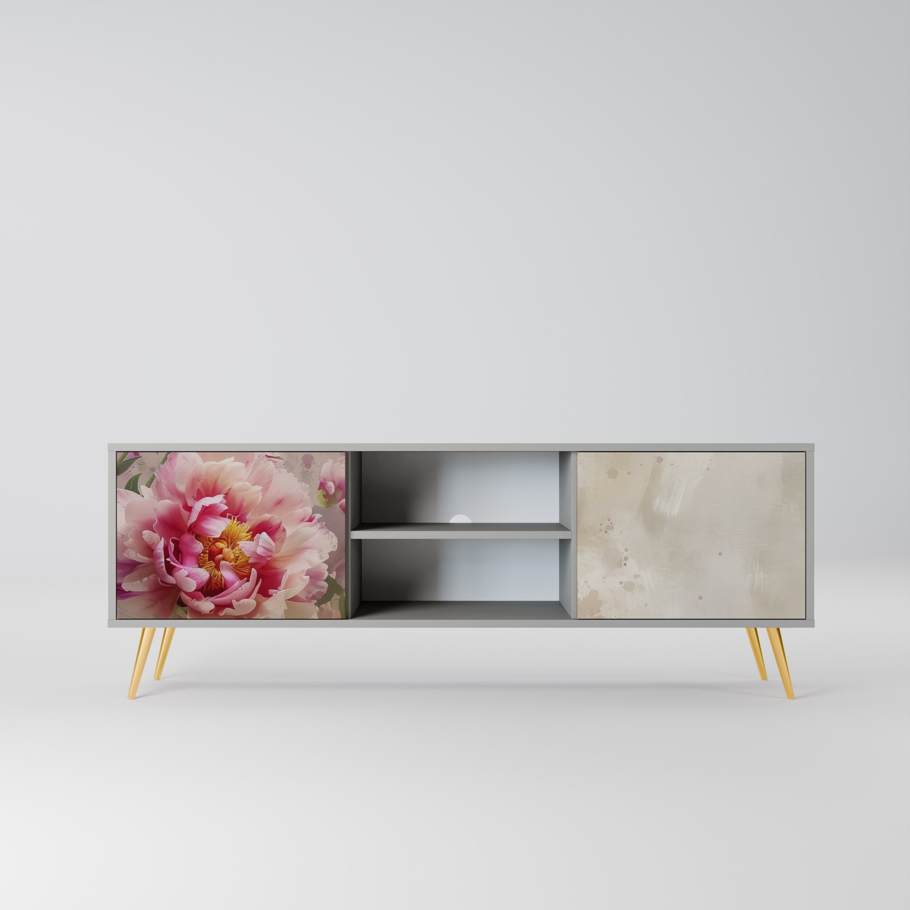 PEONY WHISPER 2-Door TV Stand in Grey Finish