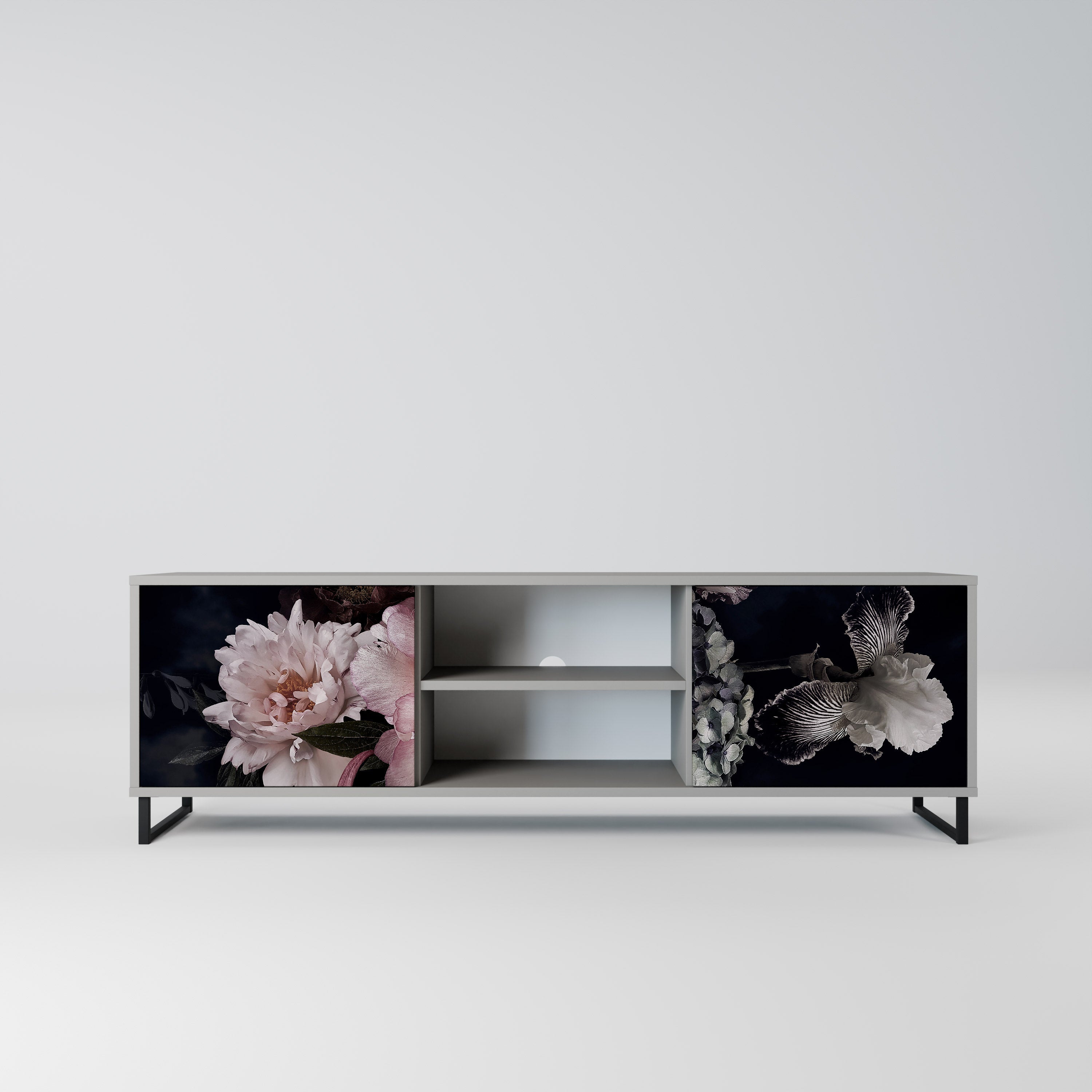 PURE BLOSSOM 2-Door TV Stand in Grey Finish