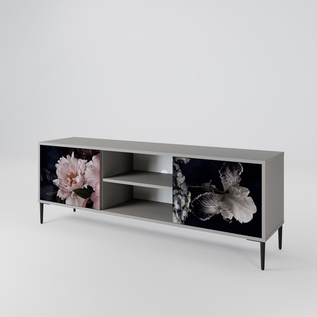PURE BLOSSOM 2-Door TV Stand in Grey Finish