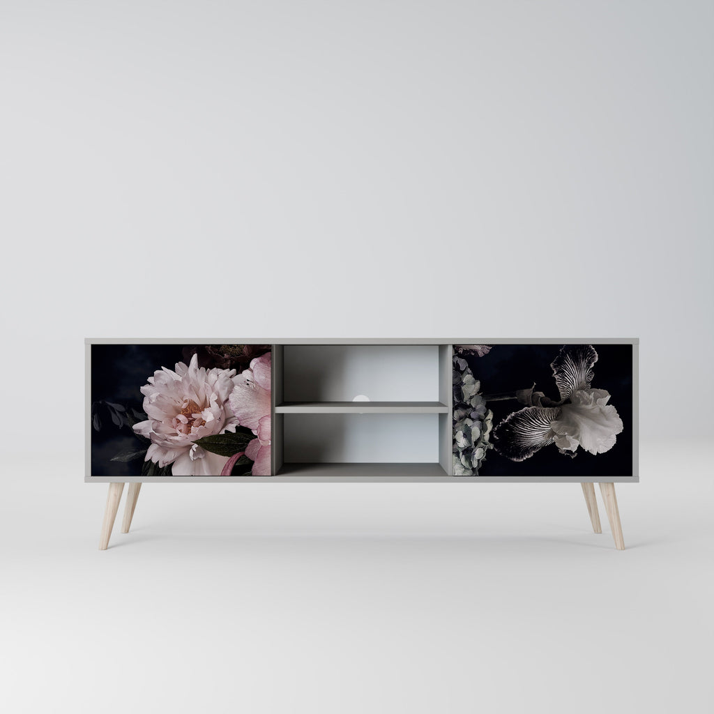 PURE BLOSSOM 2-Door TV Stand in Grey Finish