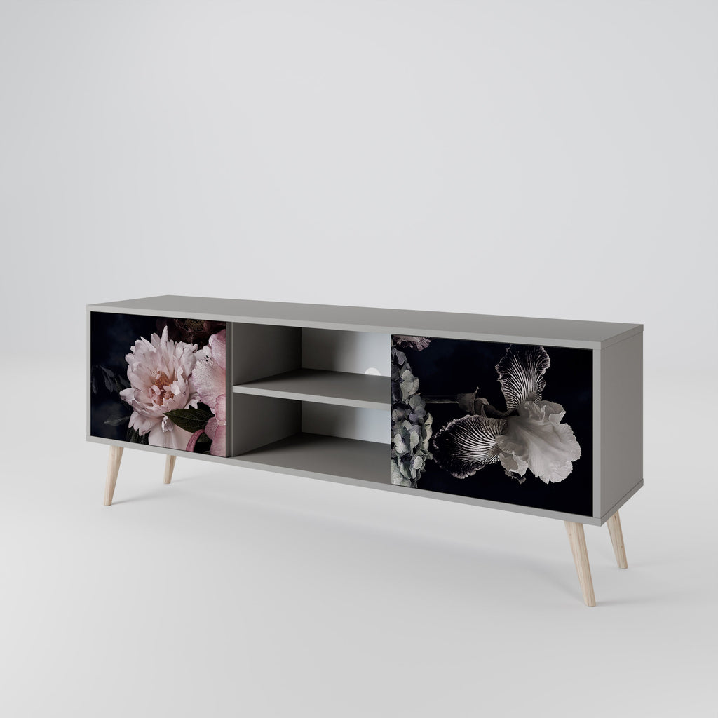 PURE BLOSSOM 2-Door TV Stand in Grey Finish