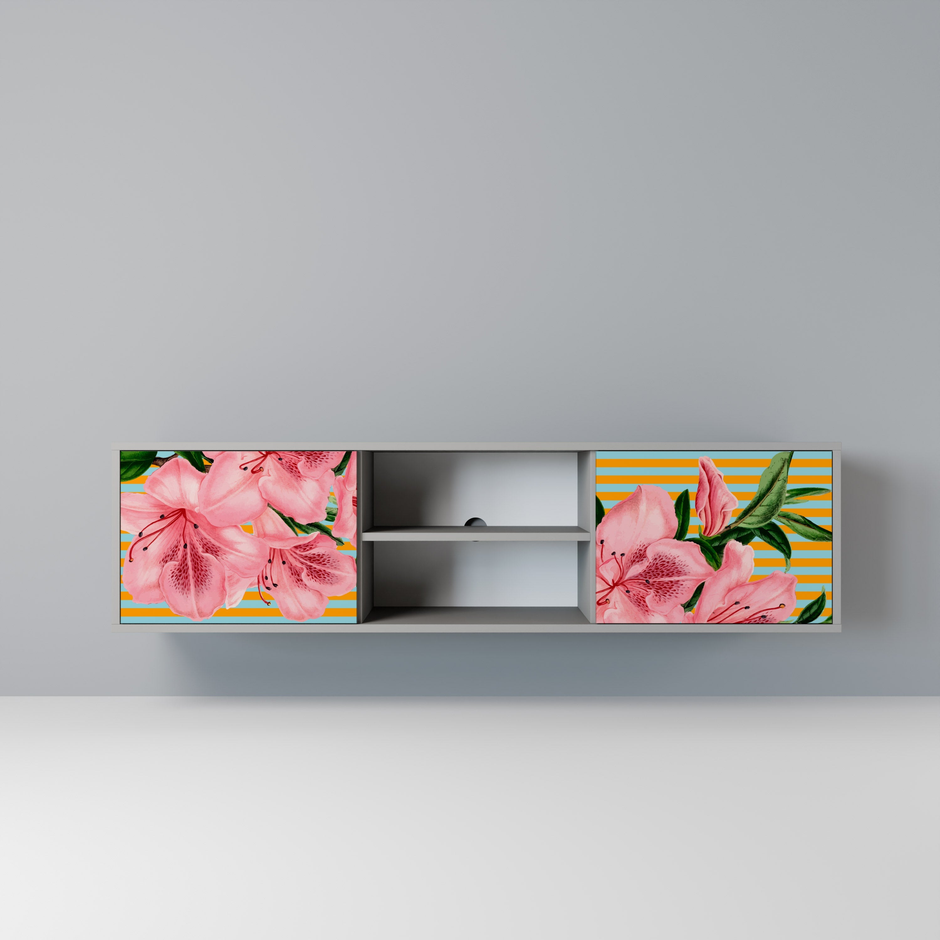 FRAGILE BEAUTY 2-Door TV Stand in Grey Finish