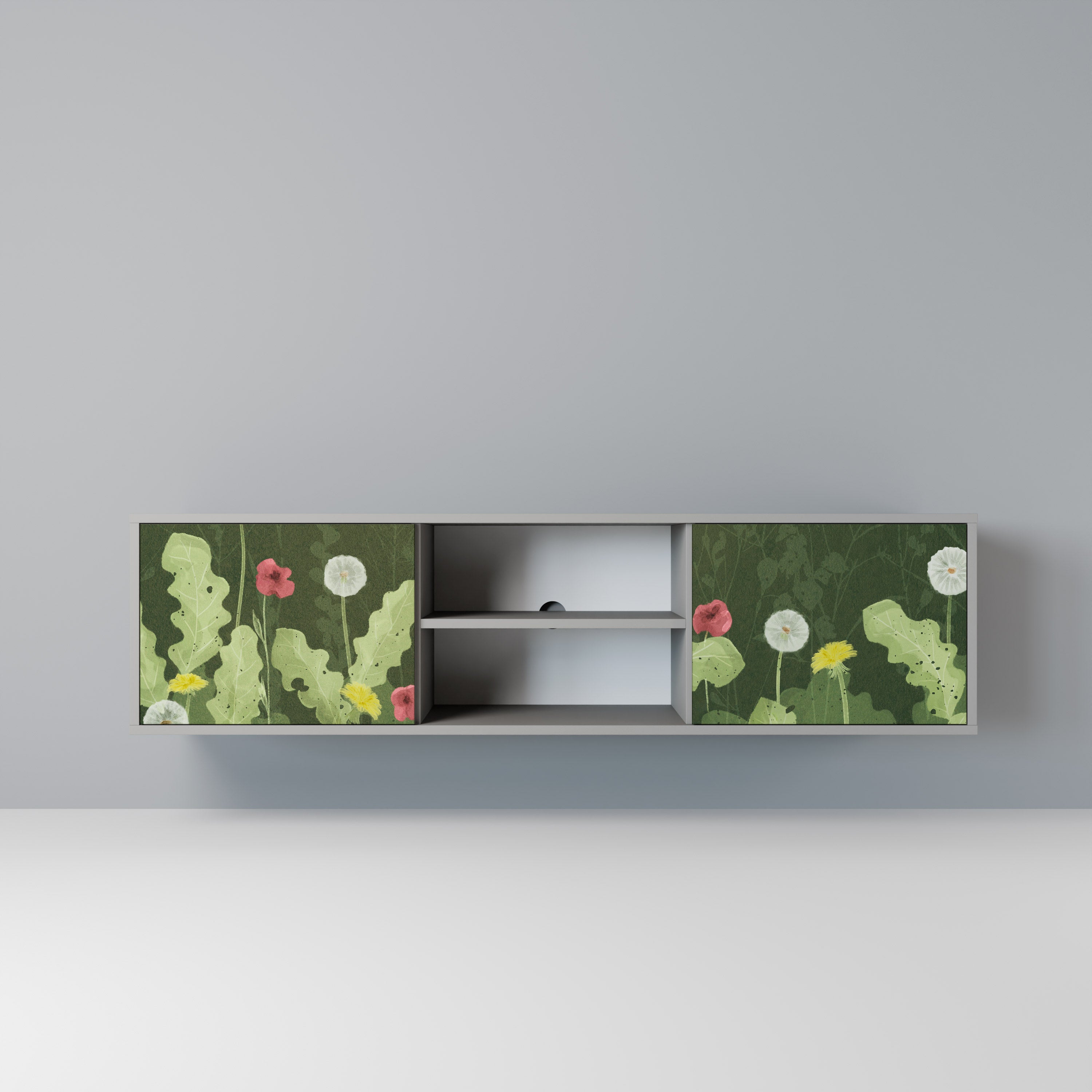 DANDELION AMUSE 2-Door TV Stand in Grey Finish