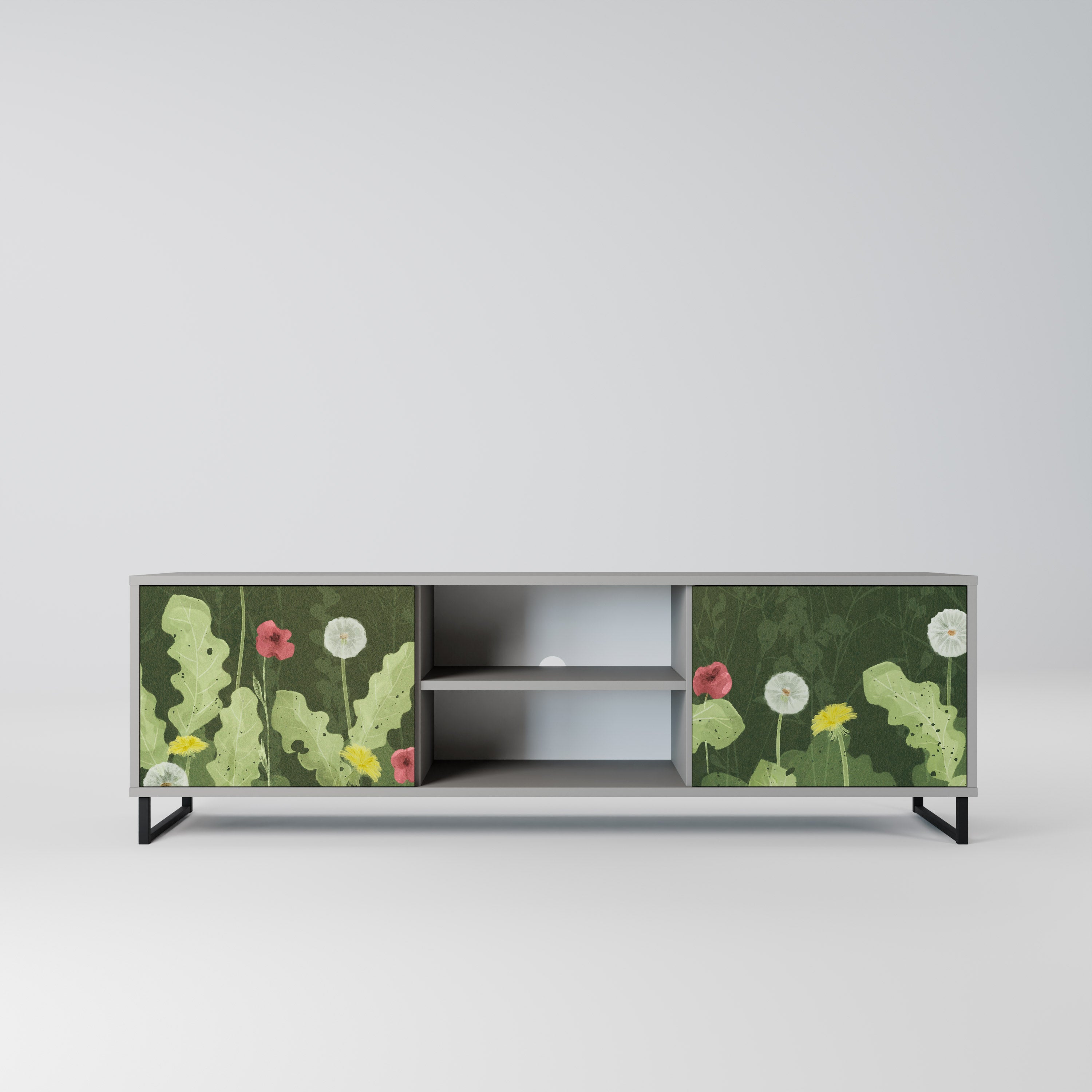 DANDELION AMUSE 2-Door TV Stand in Grey Finish
