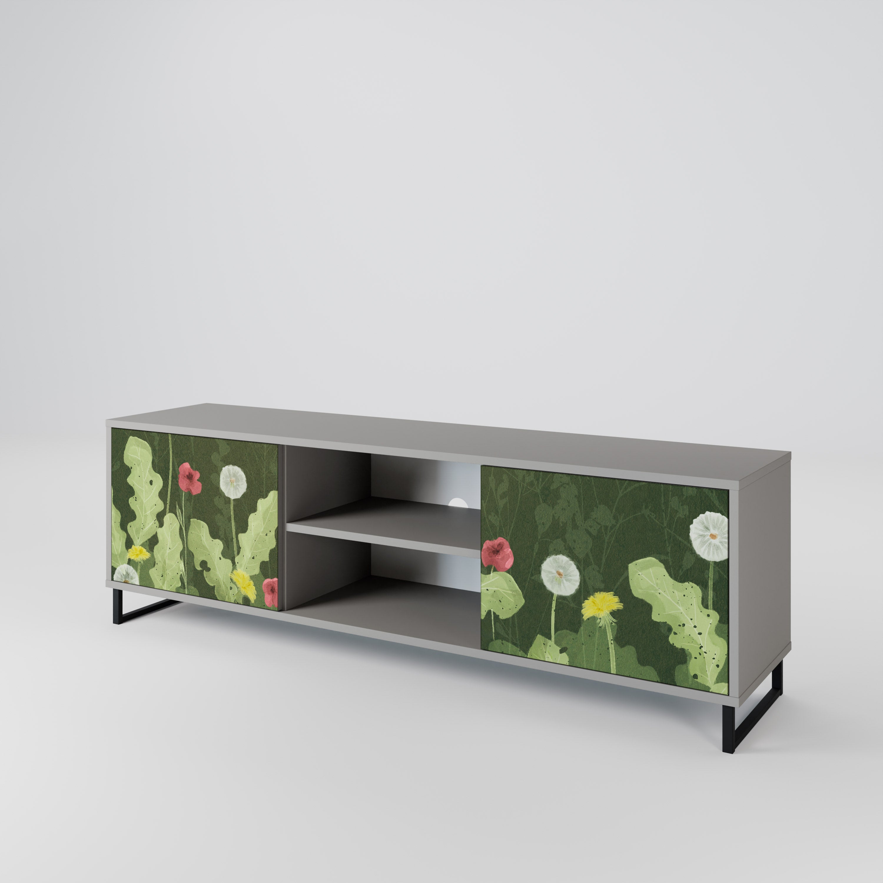 DANDELION AMUSE 2-Door TV Stand in Grey Finish