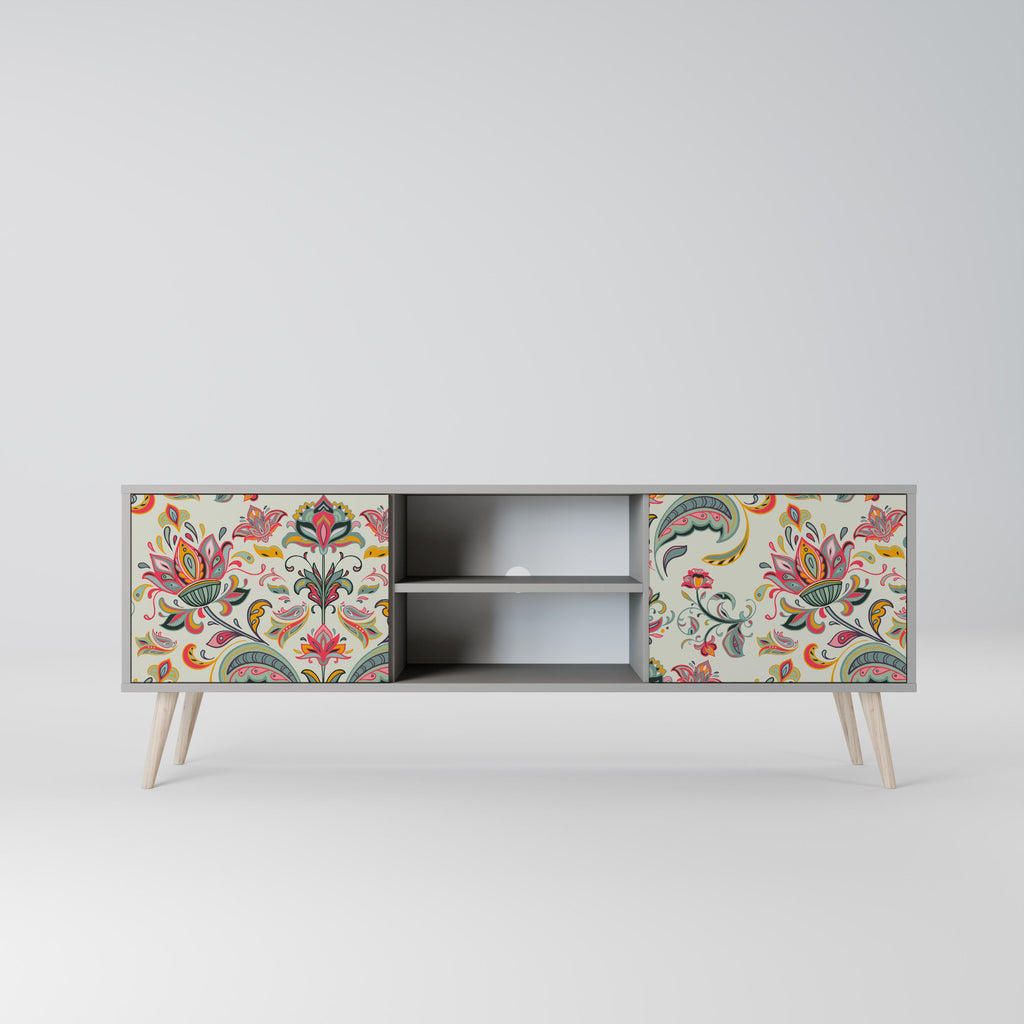 ORGANIC FOLKLORE 2-Door TV Stand in Grey Finish