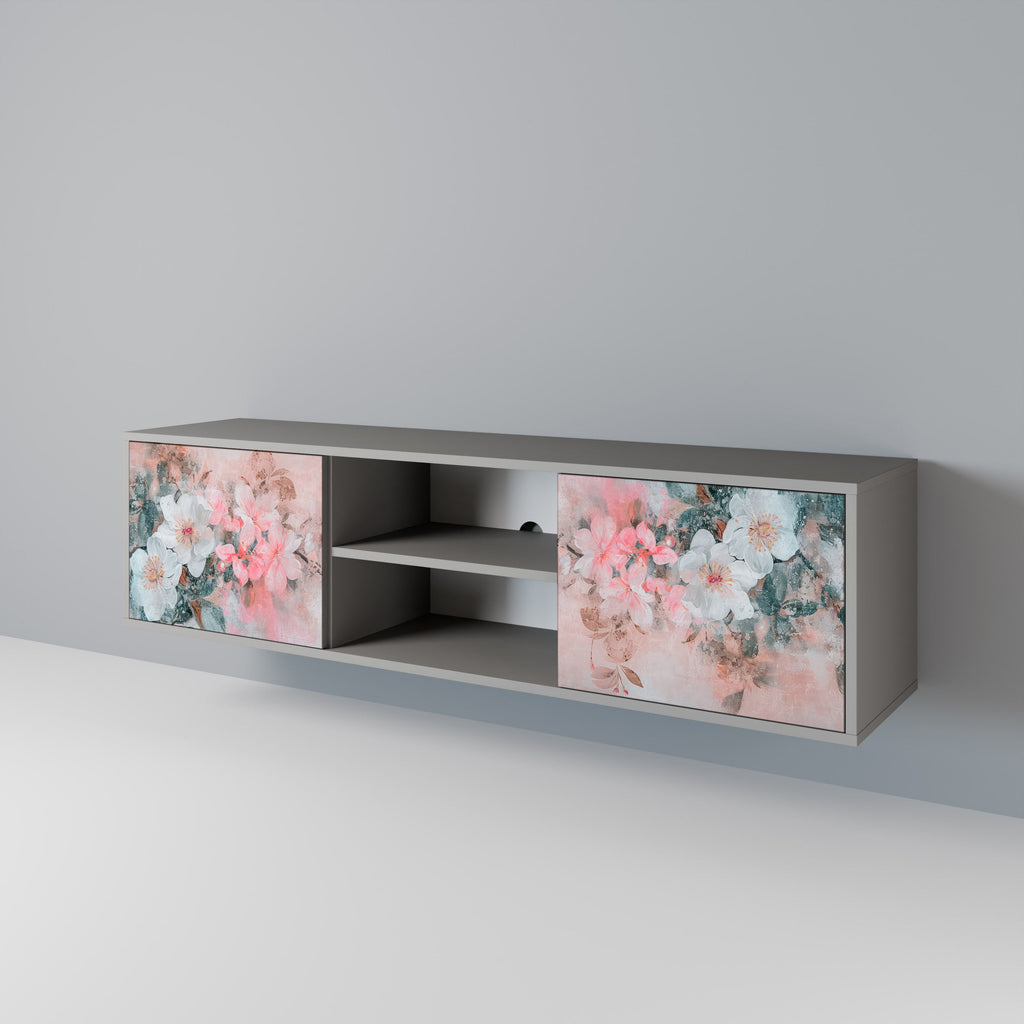 CHERRY BLOSSOM 2-Door TV Stand in Grey Finish