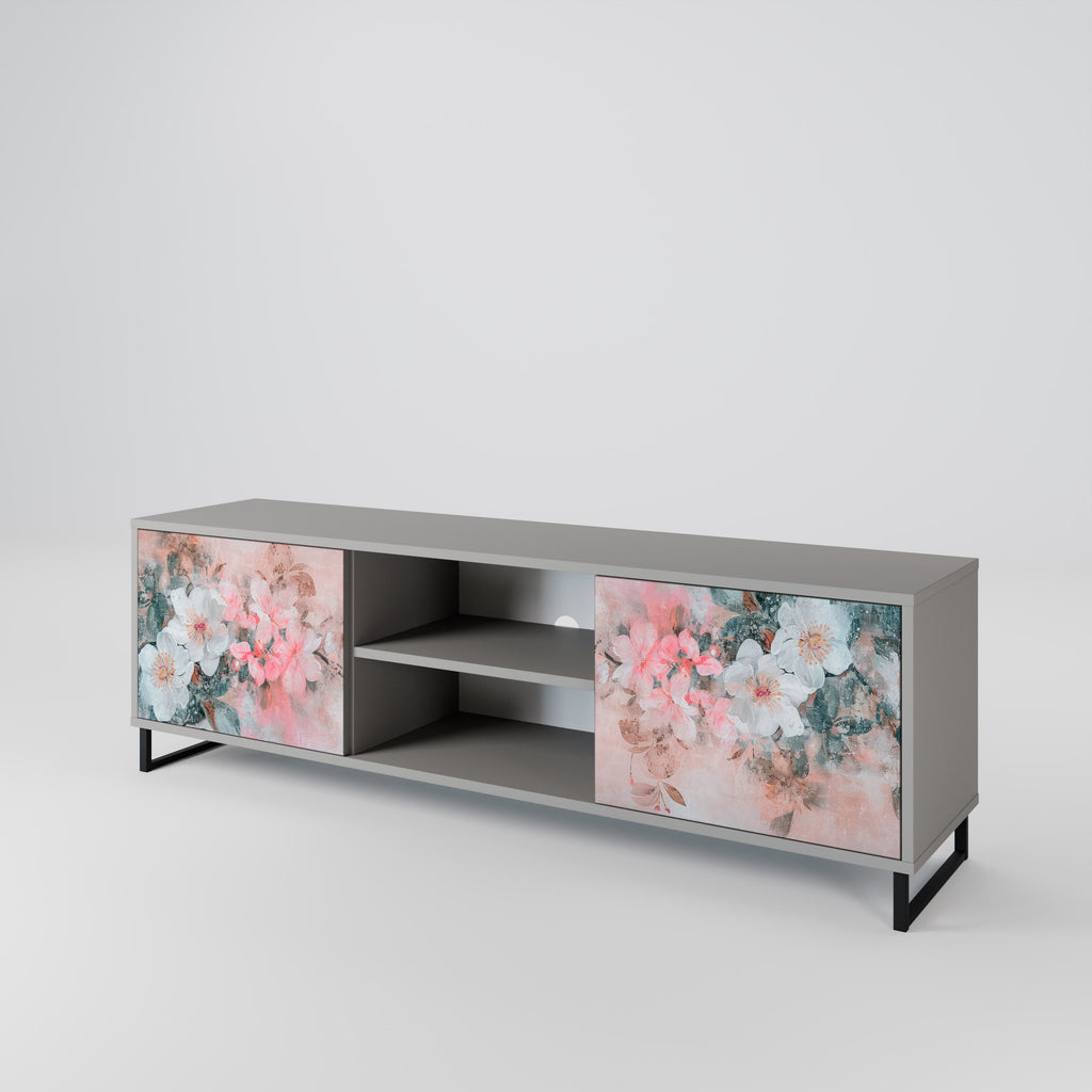 CHERRY BLOSSOM 2-Door TV Stand in Grey Finish