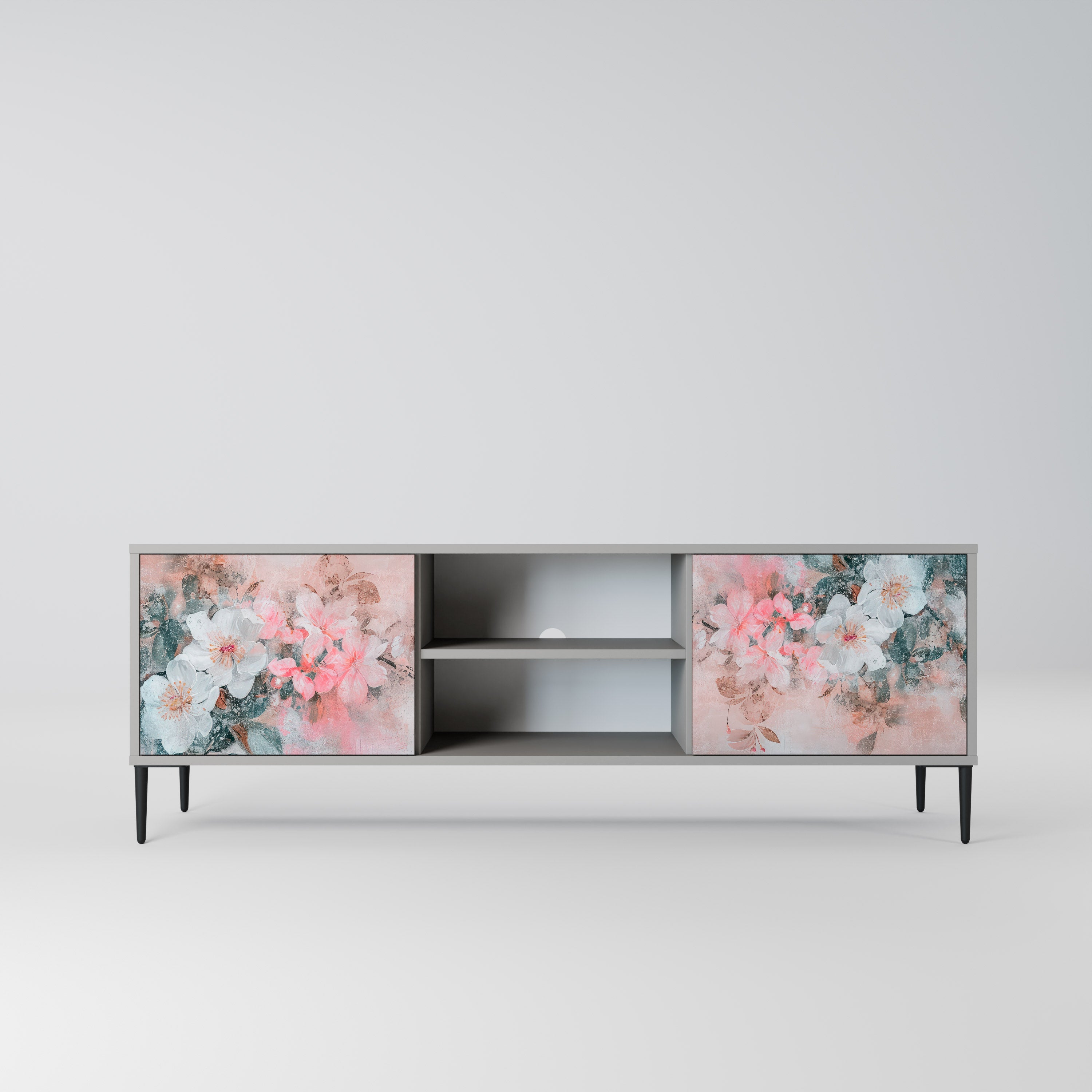 CHERRY BLOSSOM 2-Door TV Stand in Grey Finish