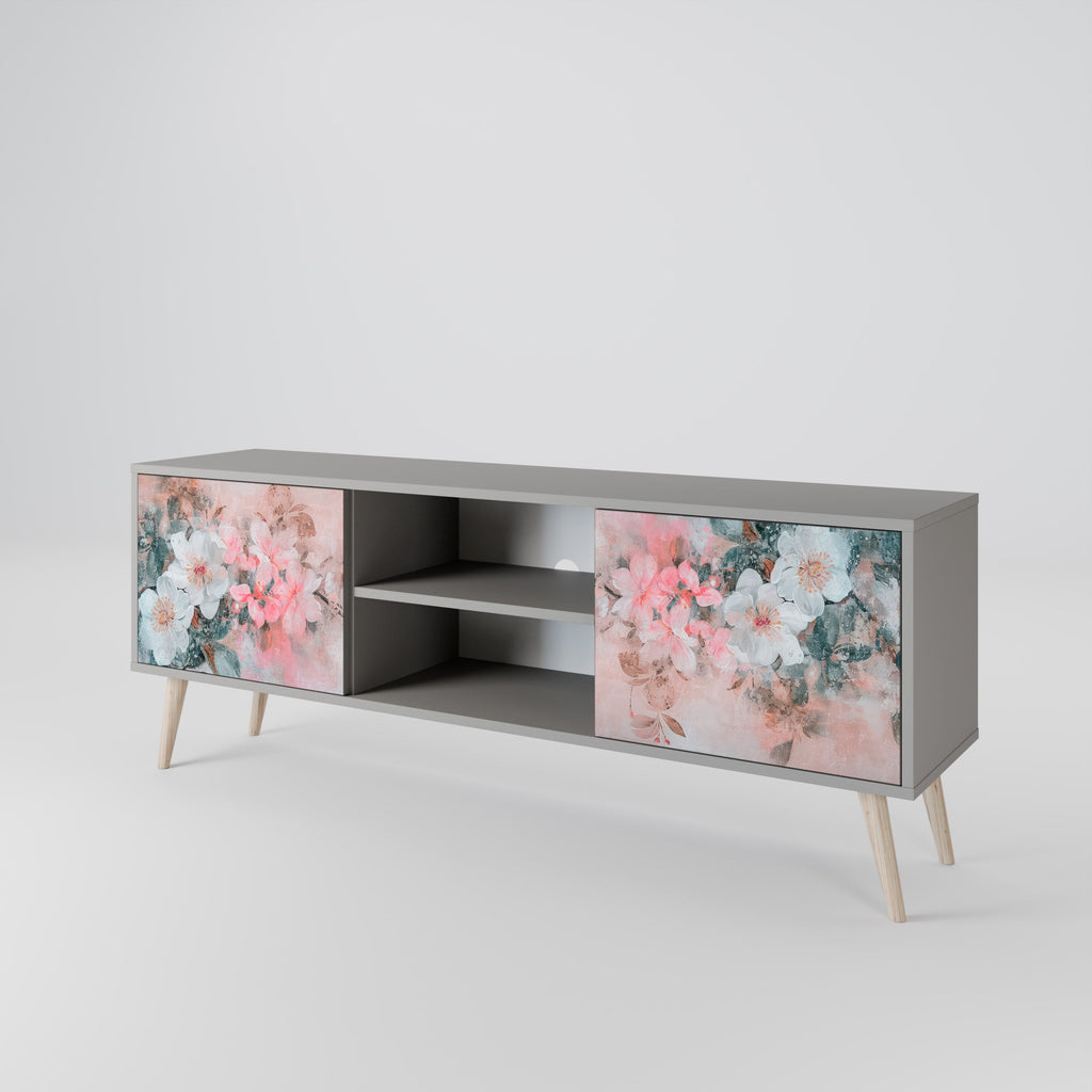 CHERRY BLOSSOM 2-Door TV Stand in Grey Finish
