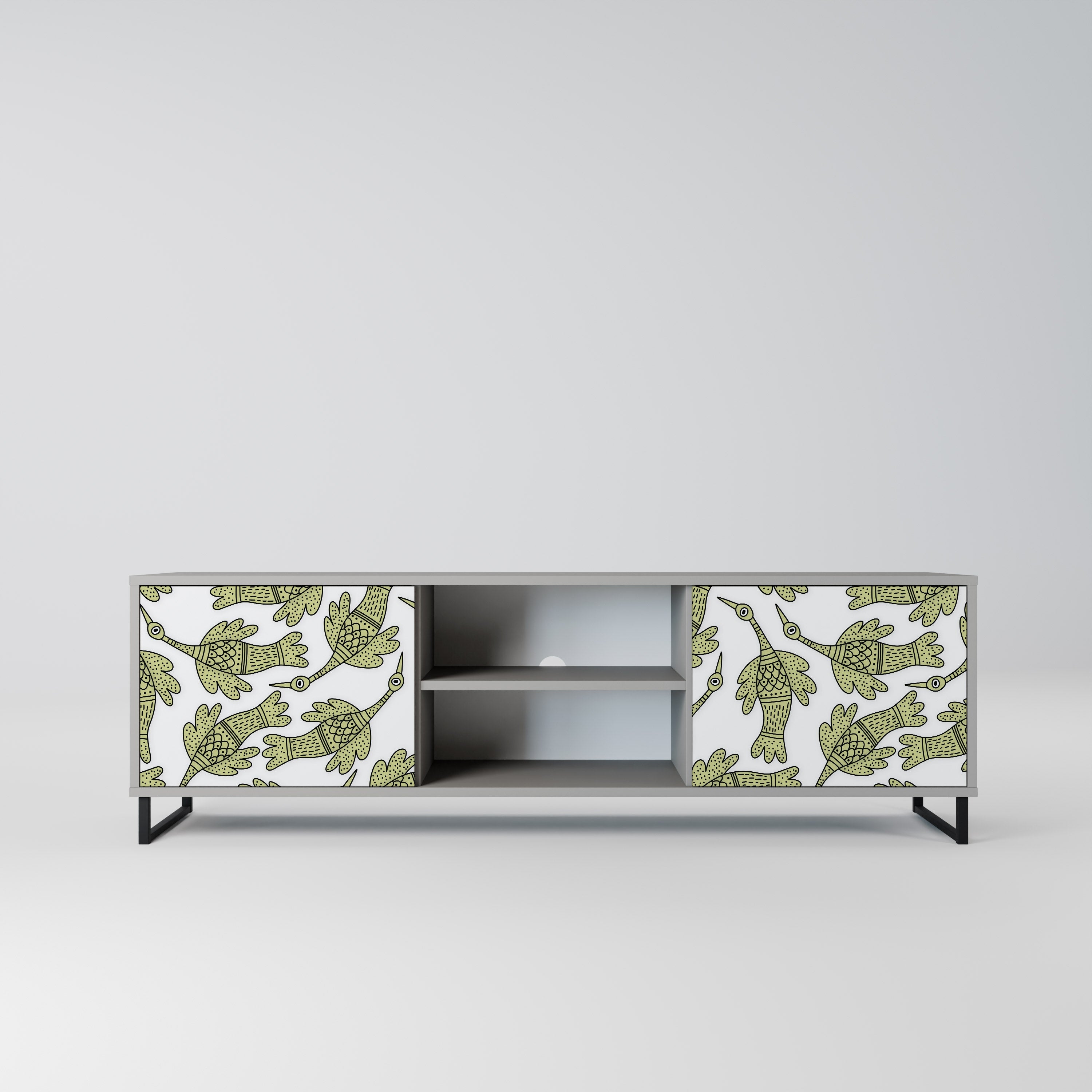 SEEDLING SONGBIRD 2-Door TV Stand in Grey Finish