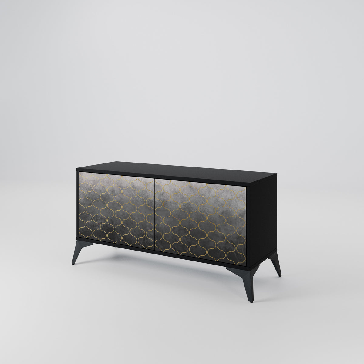 TESSELATED GRAYISH Compact 2-Door TV Cabinet