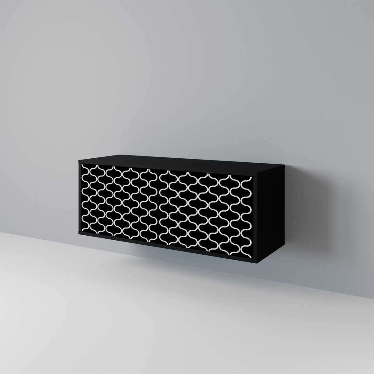 TESSELATED BLACKNESS Compact 2-Door TV Cabinet