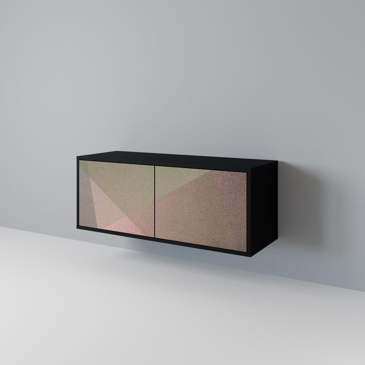 BEIGE GEOMETRY Compact 2-Door TV Cabinet