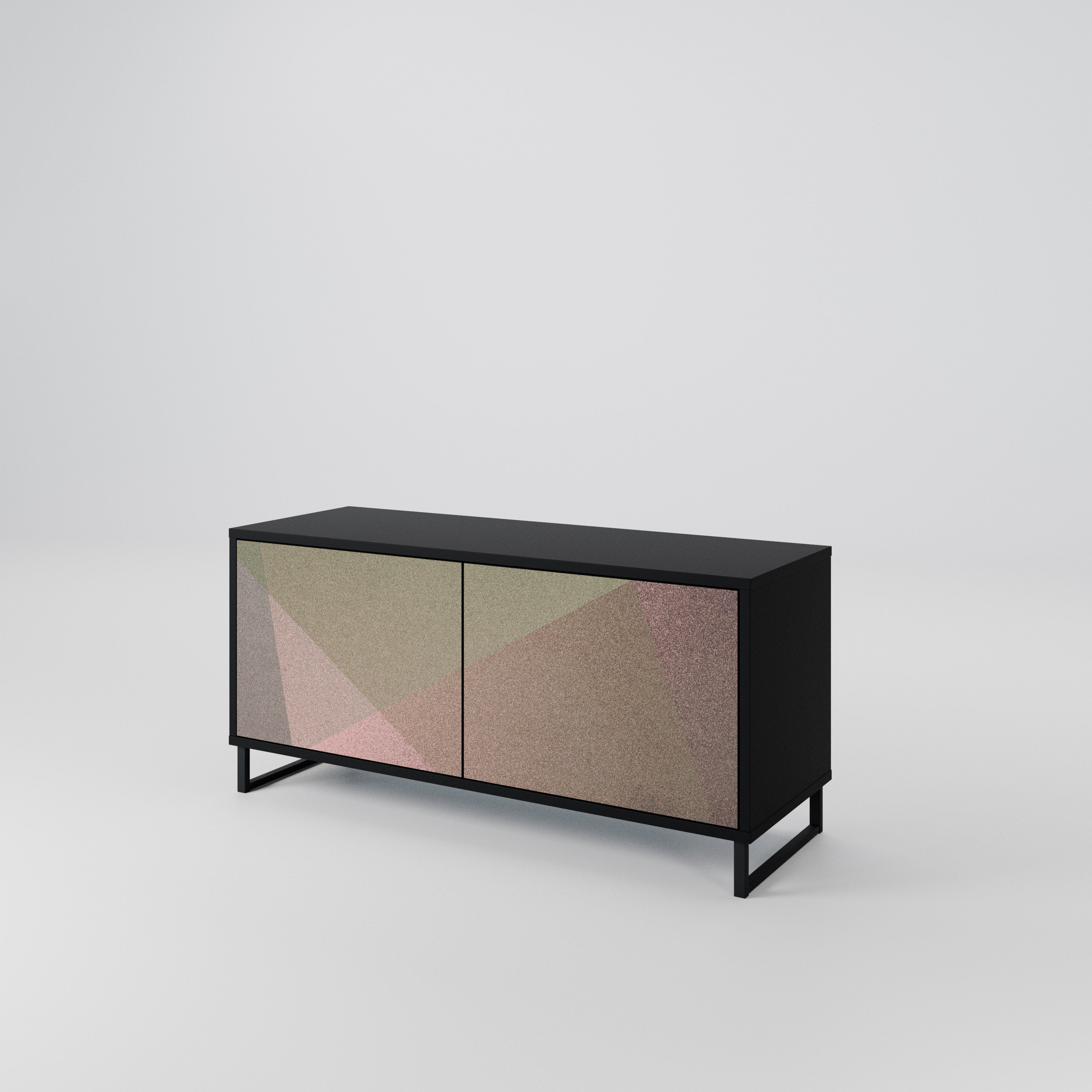 BEIGE GEOMETRY Compact 2-Door TV Cabinet
