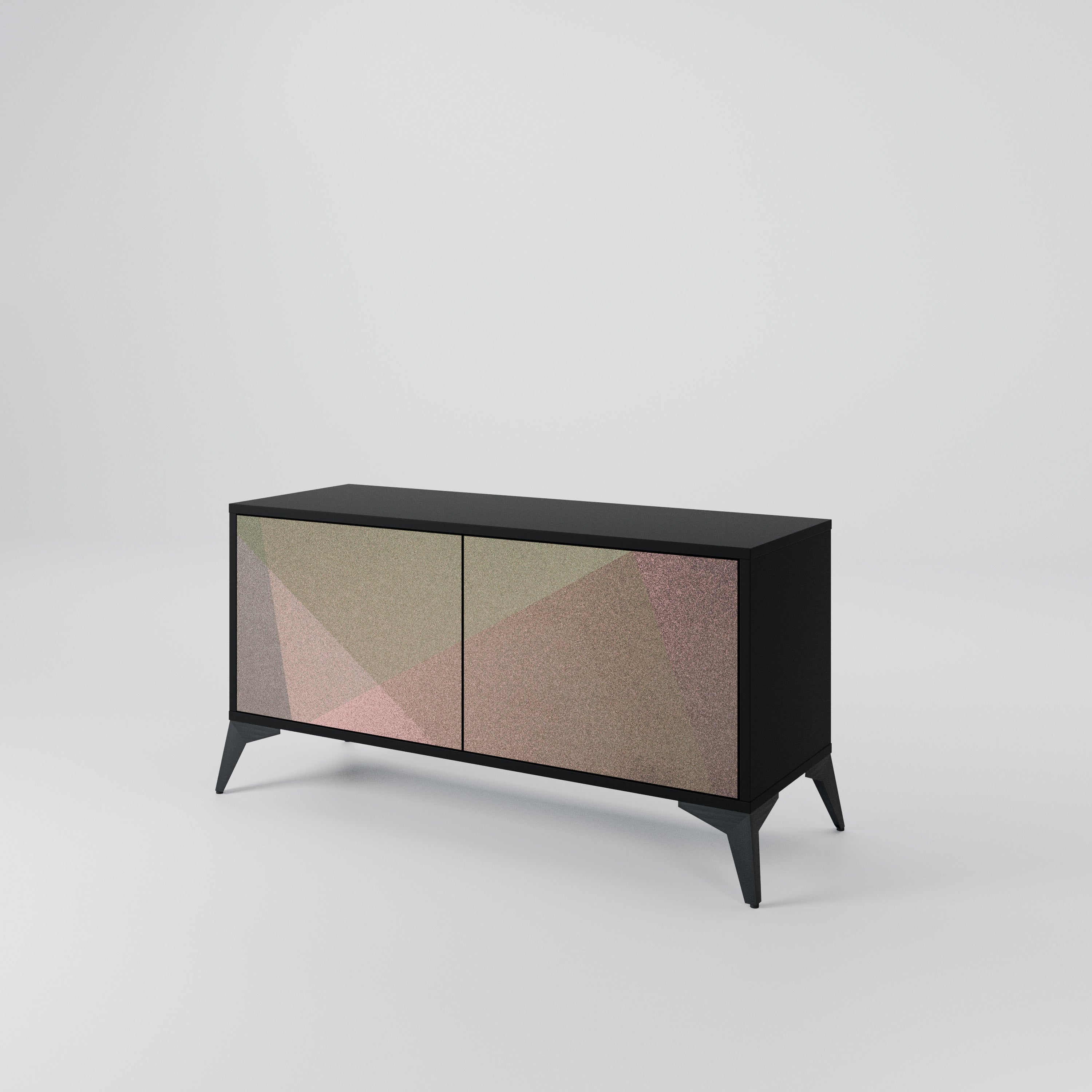 BEIGE GEOMETRY Compact 2-Door TV Cabinet