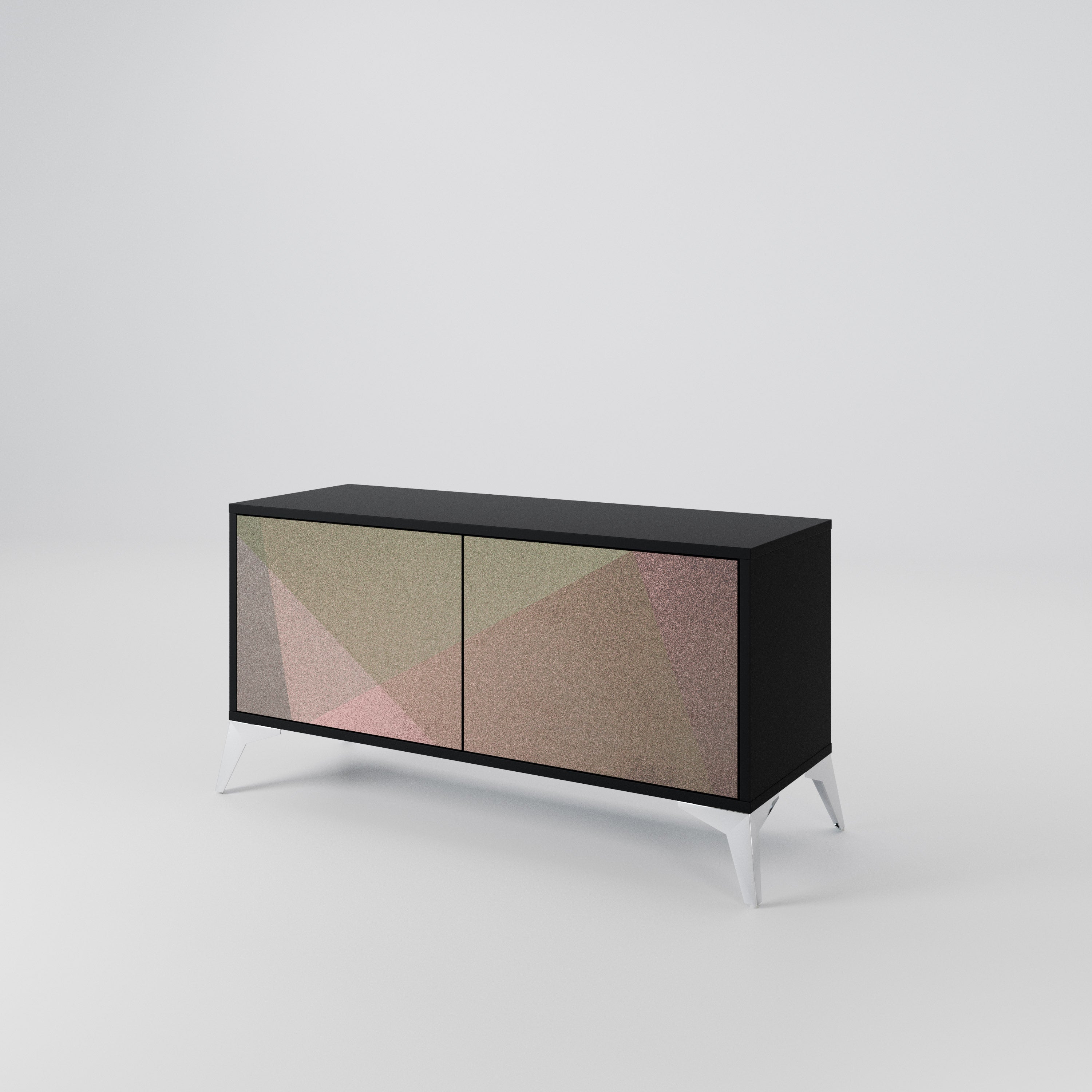 BEIGE GEOMETRY Compact 2-Door TV Cabinet