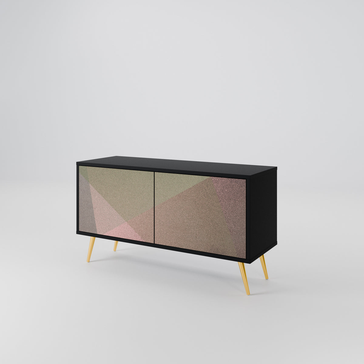 BEIGE GEOMETRY Compact 2-Door TV Cabinet