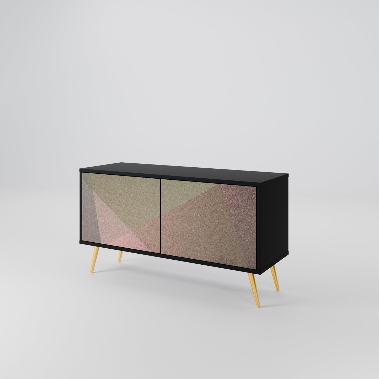 BEIGE GEOMETRY Compact 2-Door TV Cabinet