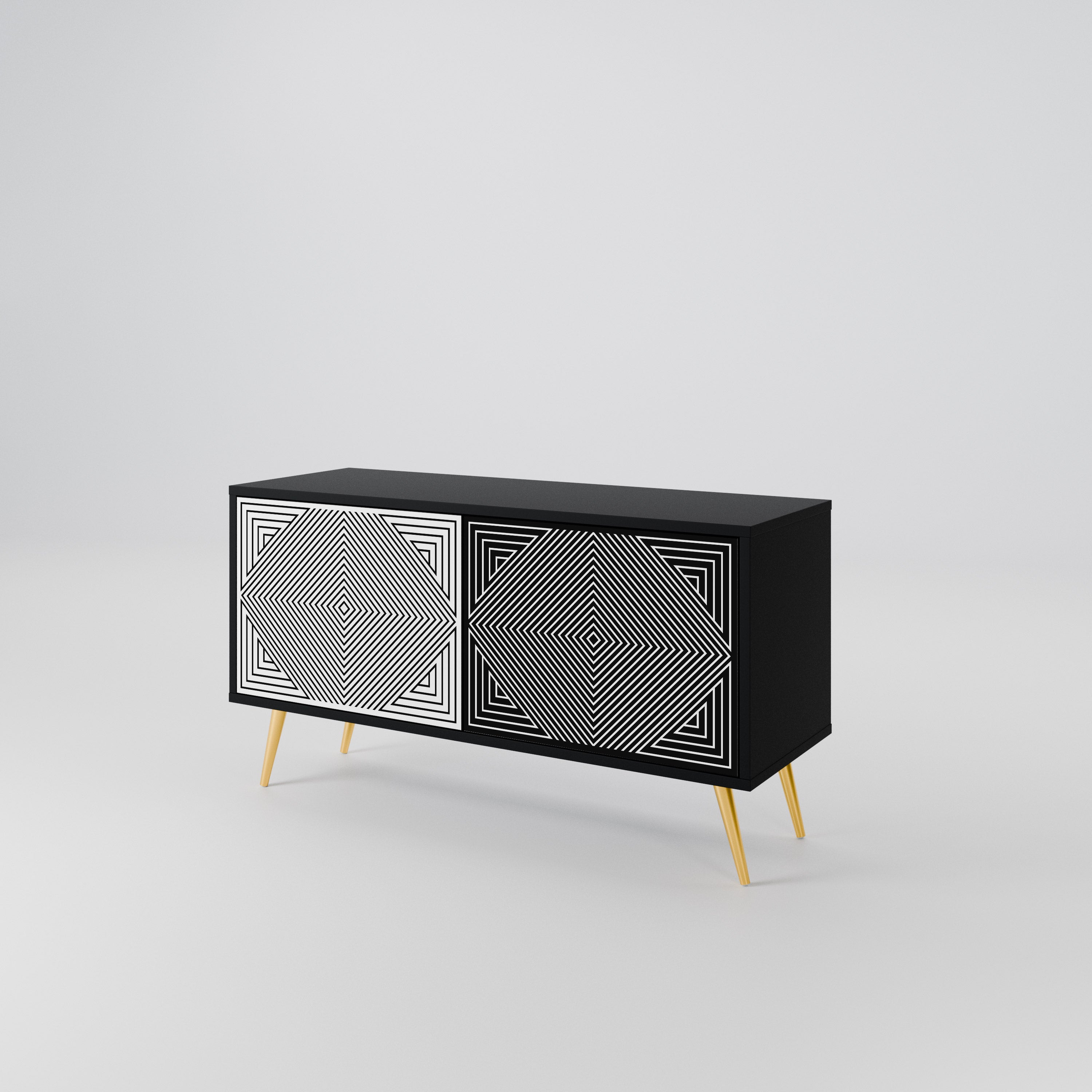 POLYGON ILLUSION Compact 2-Door TV Cabinet