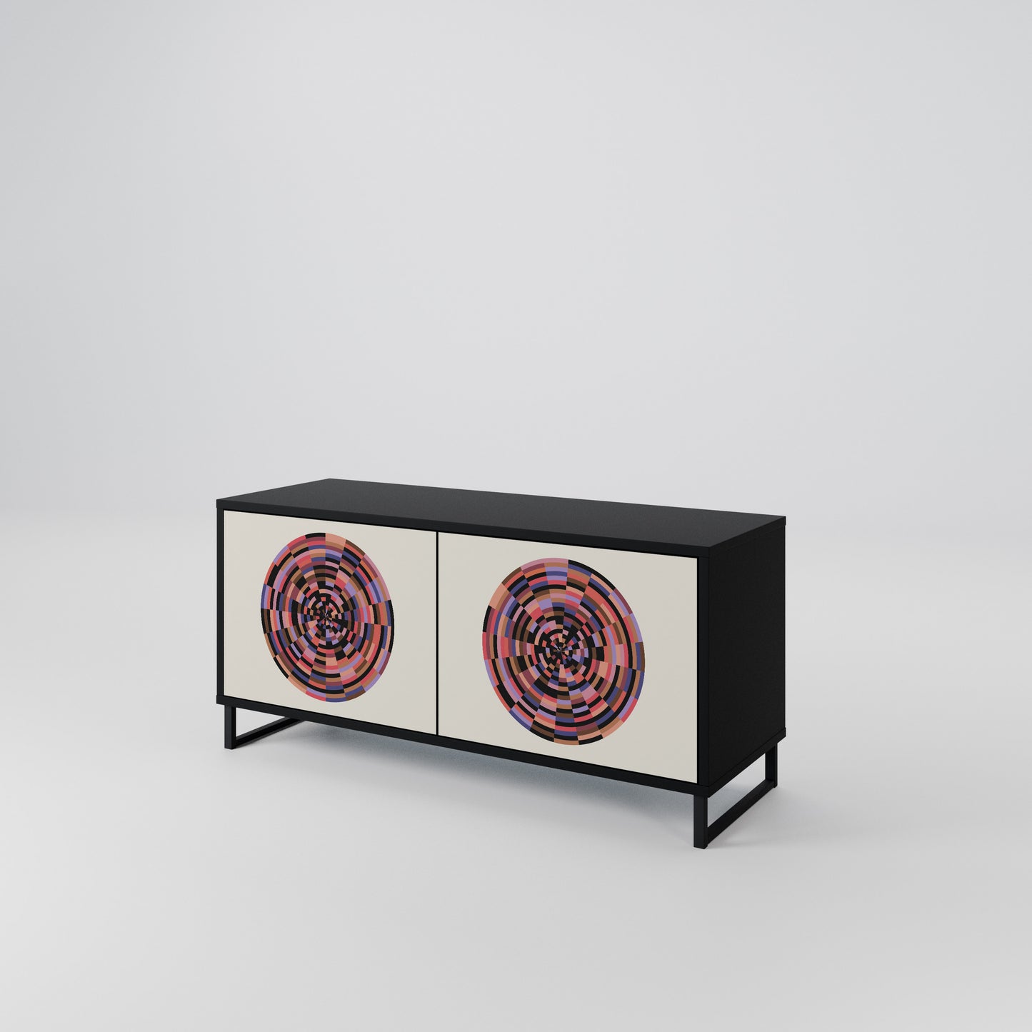 BROWN CIRCLES Compact 2-Door TV Cabinet