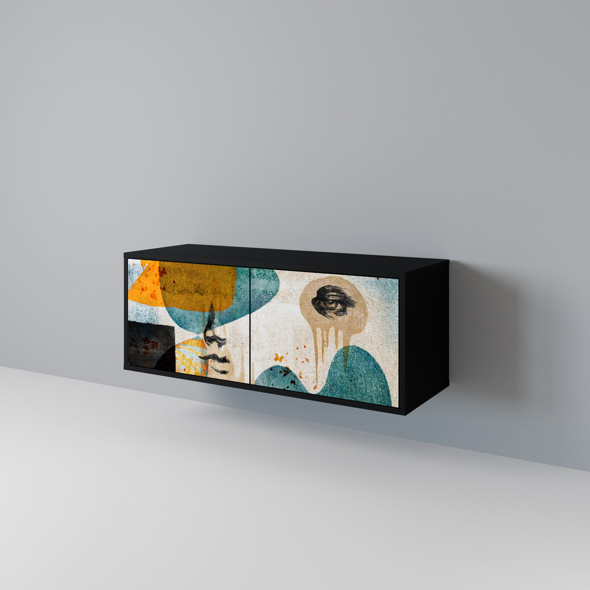 ABSTRACT FACES Compact 2-Door TV Cabinet