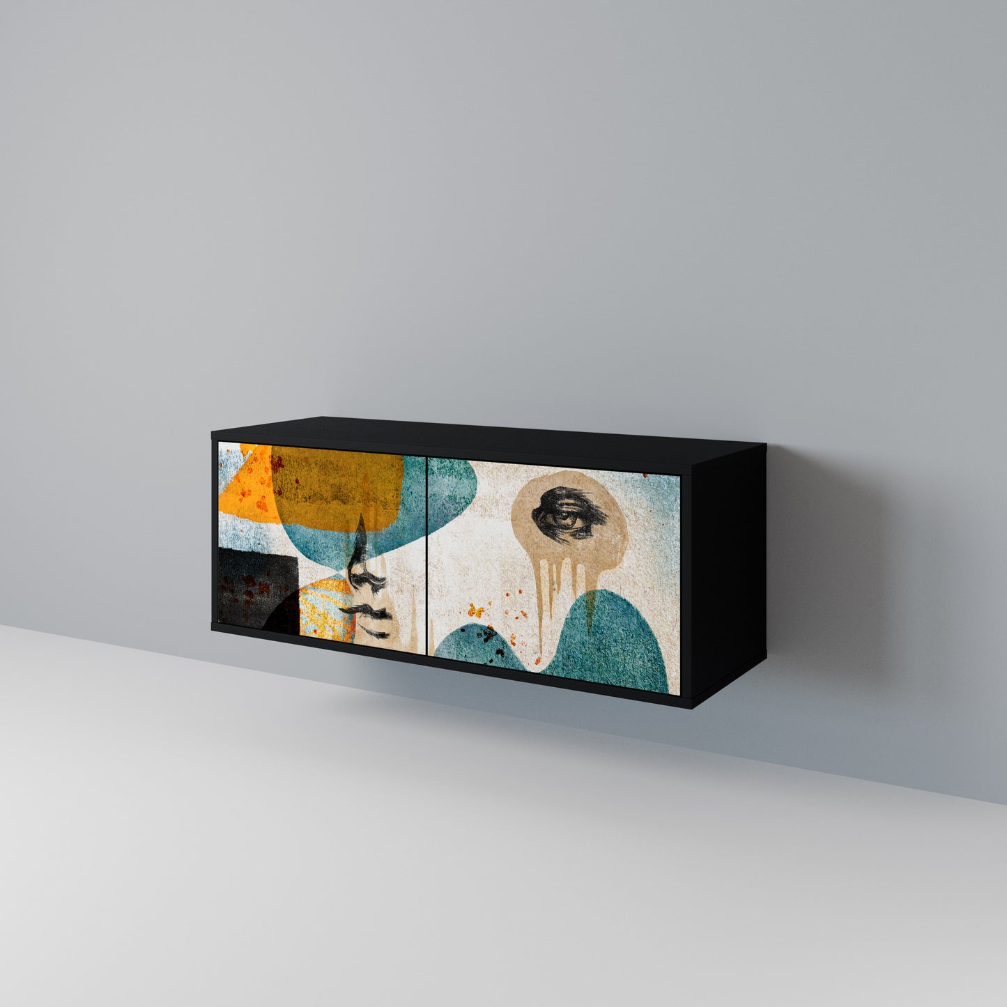 ABSTRACT FACES Compact 2-Door TV Cabinet