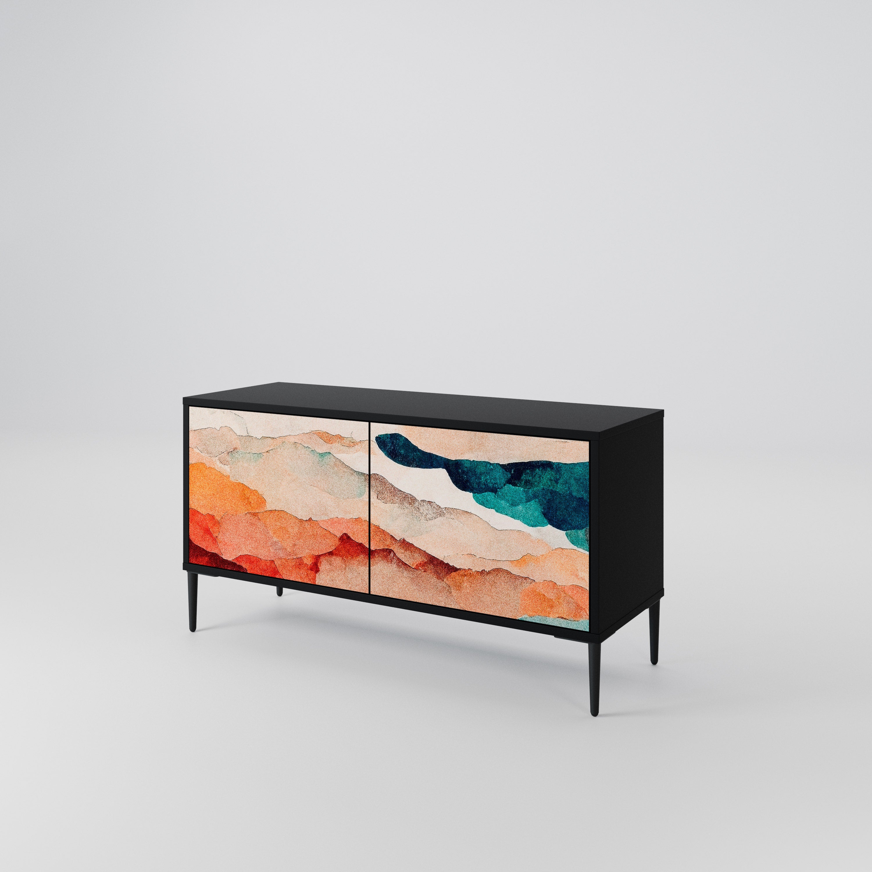 ABSTRACT LANDSCAPE Compact 2-Door TV Cabinet
