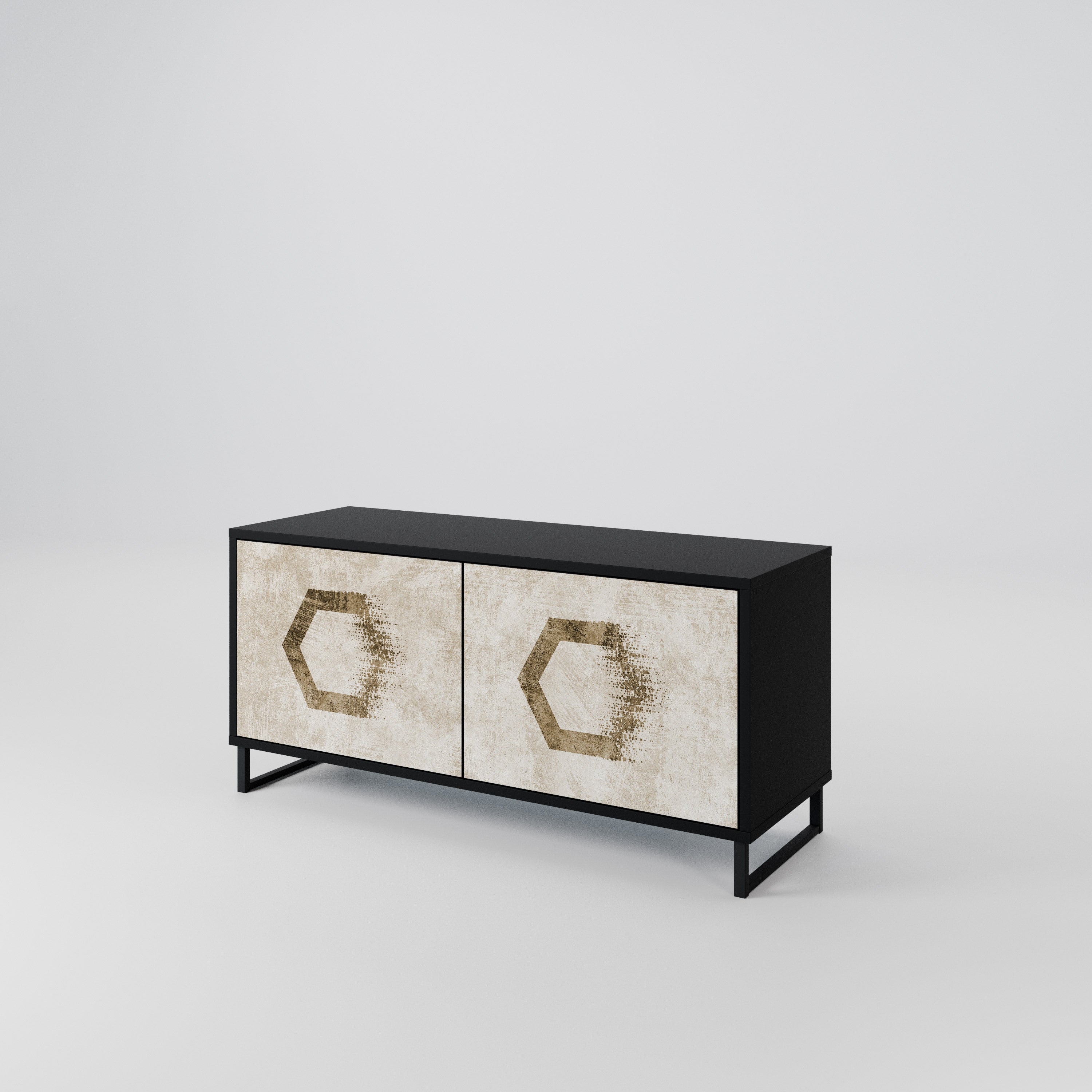 HEXAGONAL SHAPES Compact 2-Door TV Cabinet