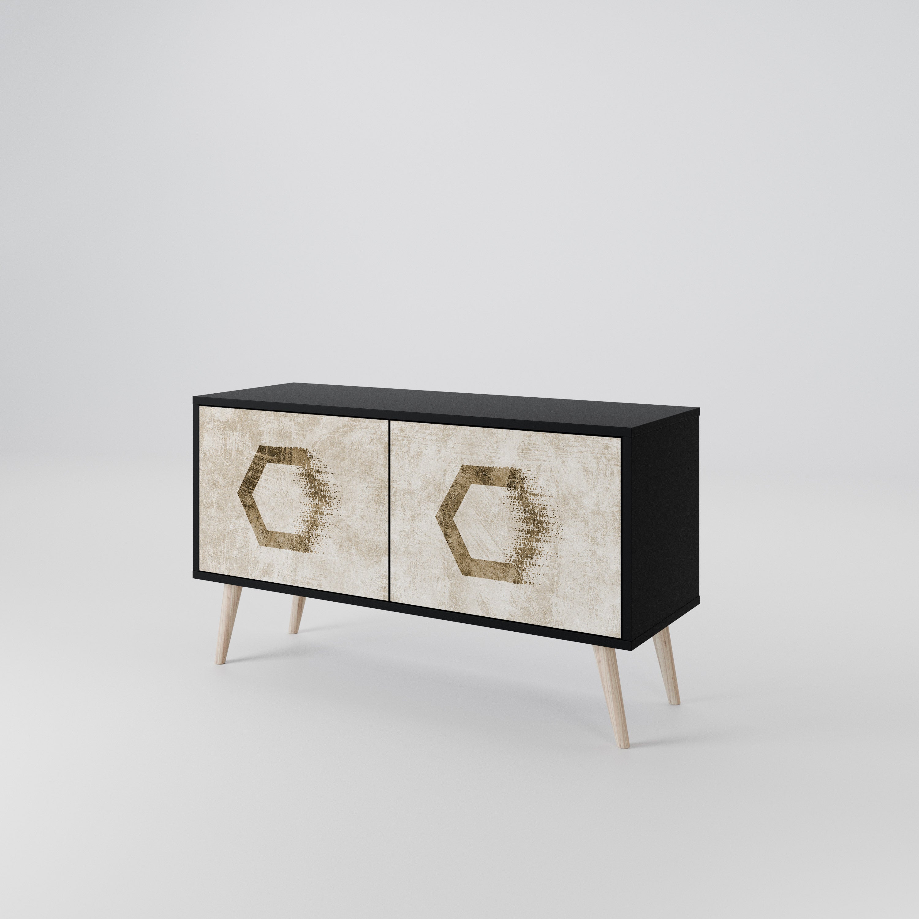 HEXAGONAL SHAPES Compact 2-Door TV Cabinet