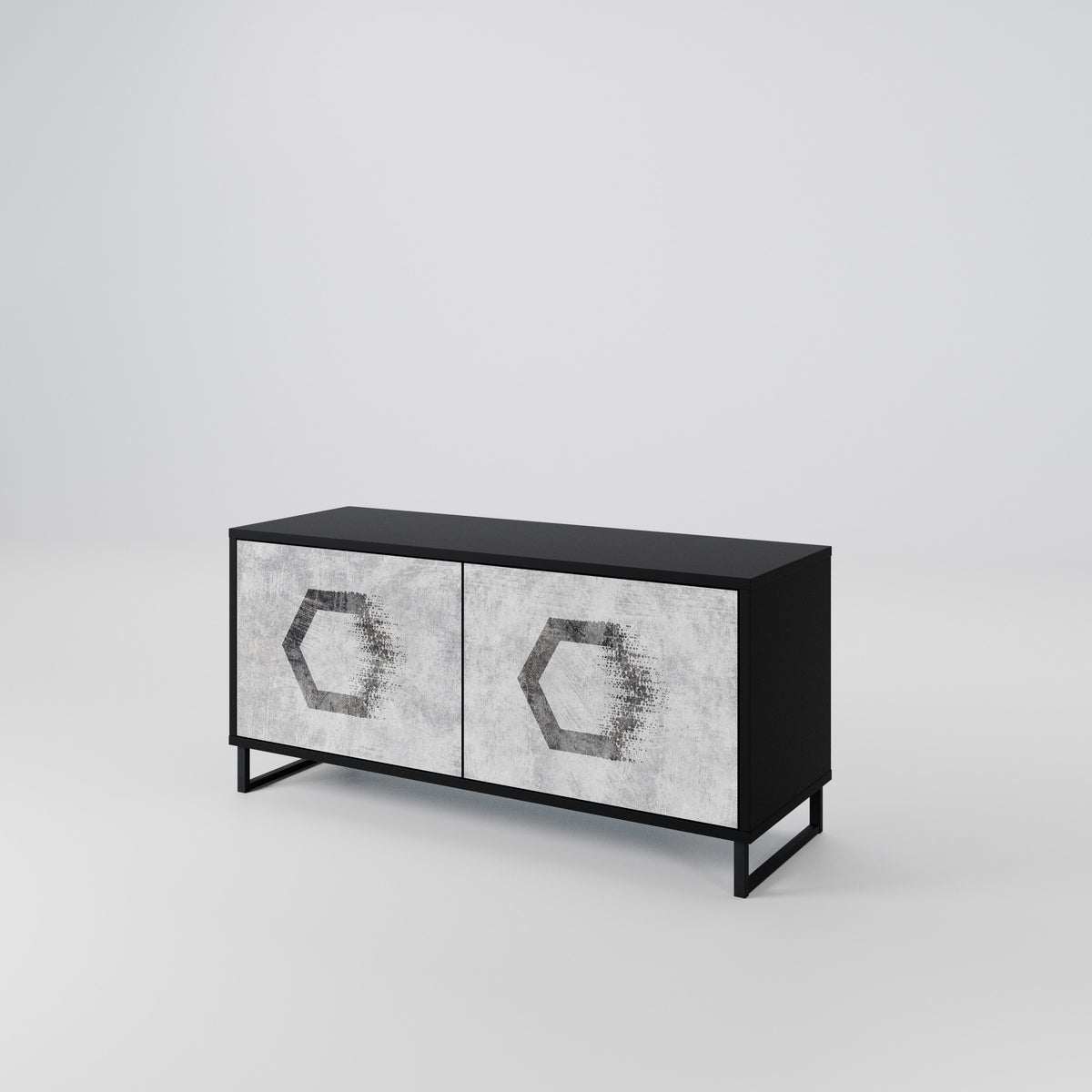 HEXAGONAL FIGURES Compact 2-Door TV Cabinet