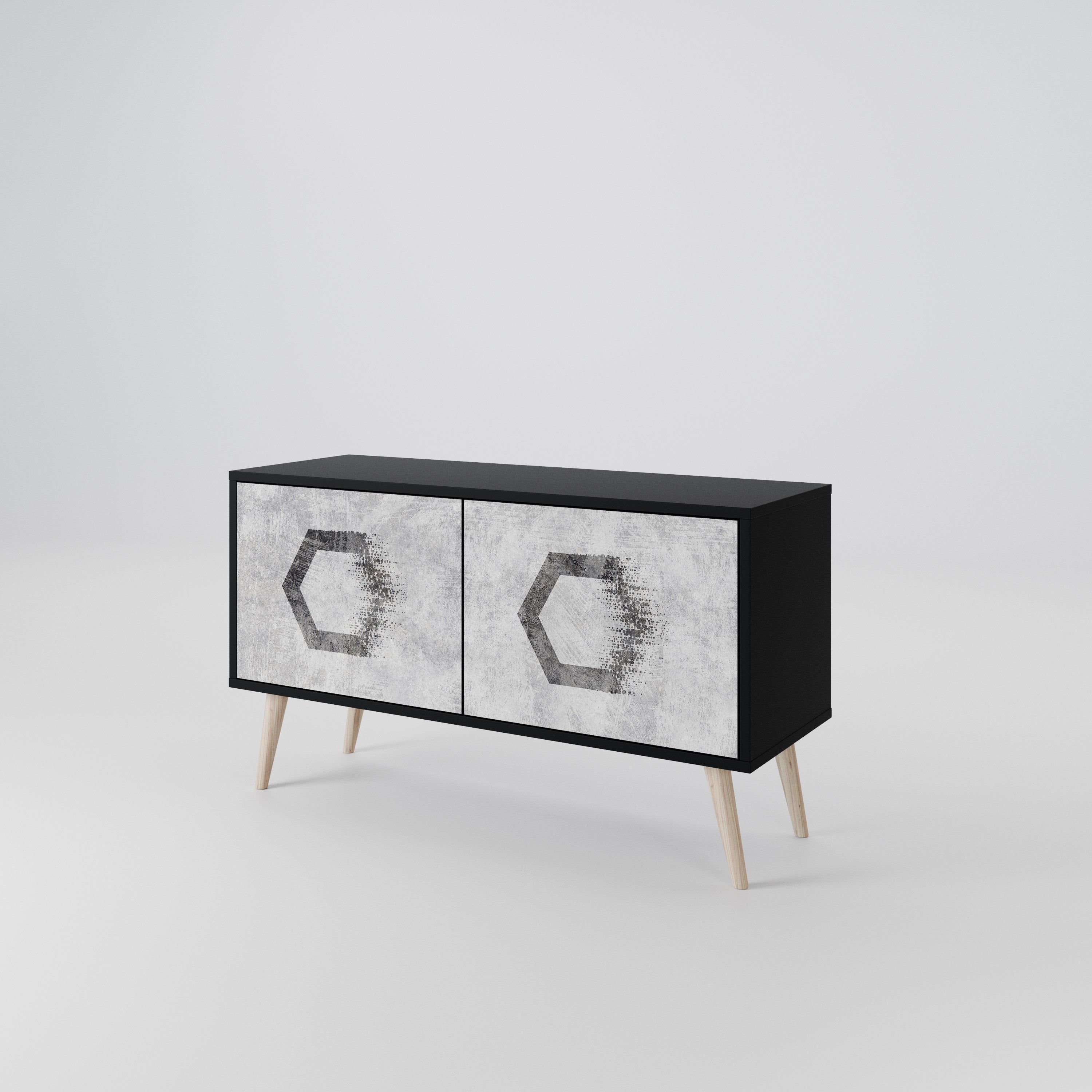 HEXAGONAL FIGURES Compact 2-Door TV Cabinet